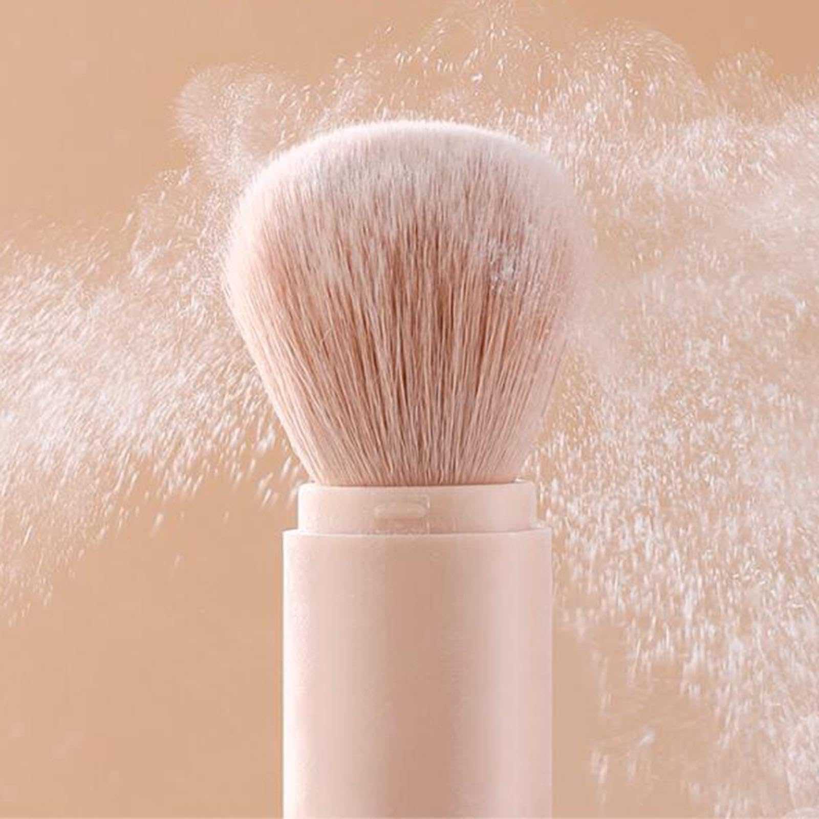 DD Retails 4-in-1 Retractable Makeup Brush Set - Portable Telescopic Cosmetic Brushes for Women with Lip, Highlight, Eyeshadow & Foundation Brush (Pack of 1) | Perfect for Travel, On-the-Go Touch Ups & Professional Makeup Application