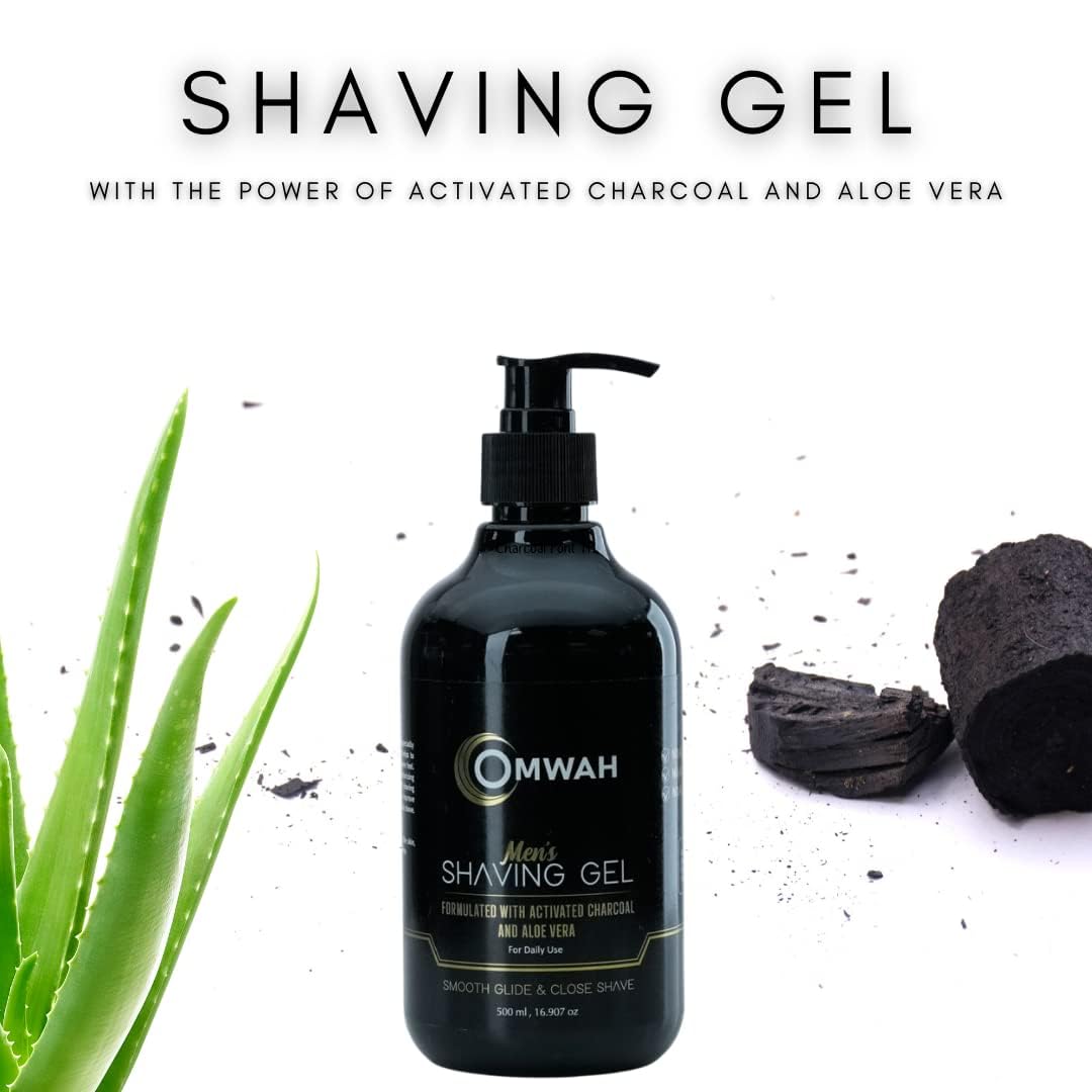 Natural Charcoal & Aloe Vera Shaving Gel for Men - Deep Cleansing & Soothing Formula for Smooth Shave - Perfect for Sensitive Skin & Daily Grooming Routine