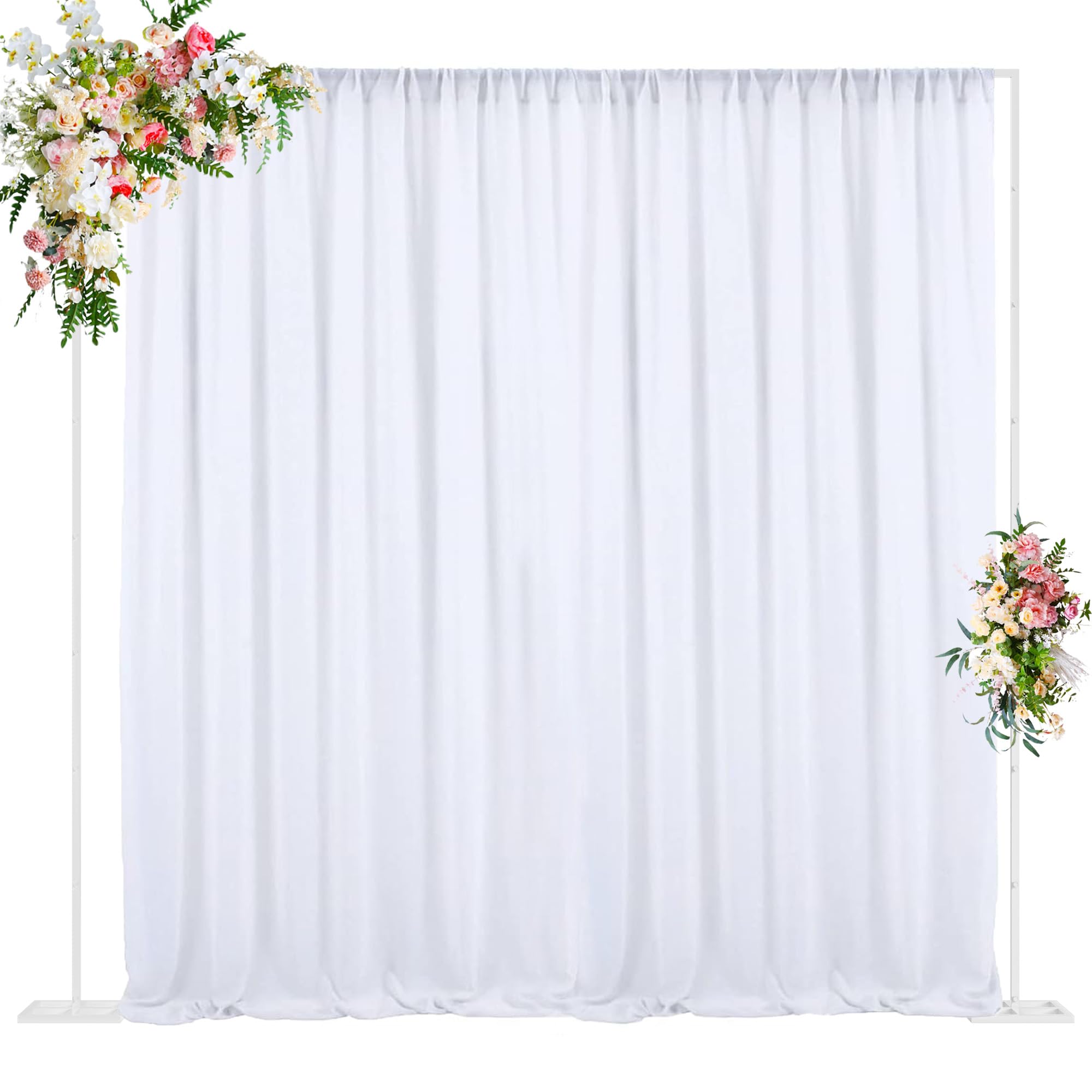 Wokceer 10x10 FT Heavy Duty Adjustable Pipe and Drape Backdrop Stand Kit - White Photography Background Stand for Wedding, Photo Booth, Birthday Party, Exhibition Decoration - Perfect for Events, Studios, and Home Photography