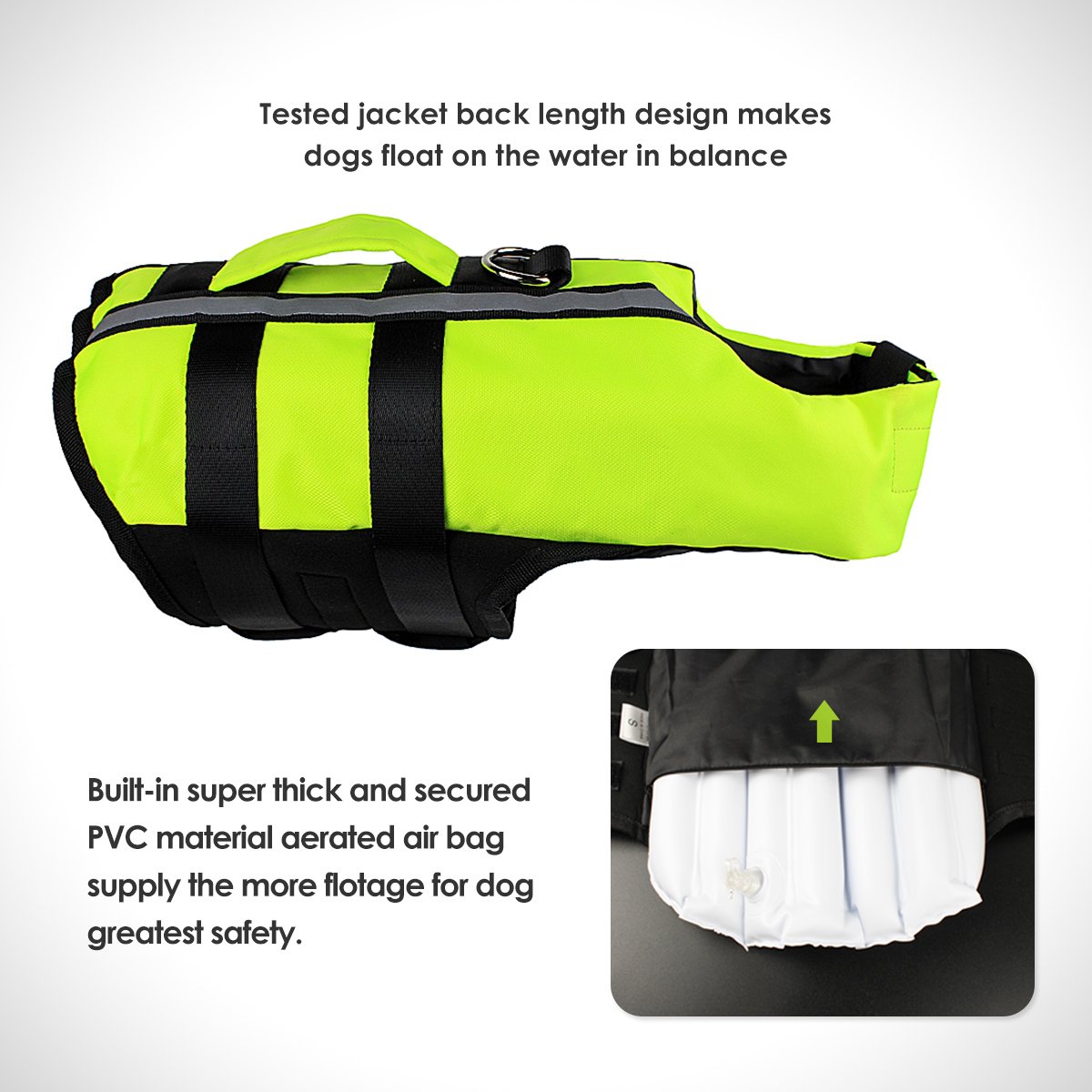 Small & Medium Dog Life Jacket - Reflective Safety Vest with Inflatable Airbag for Swimming, Boating & Water Activities (Set of 2)