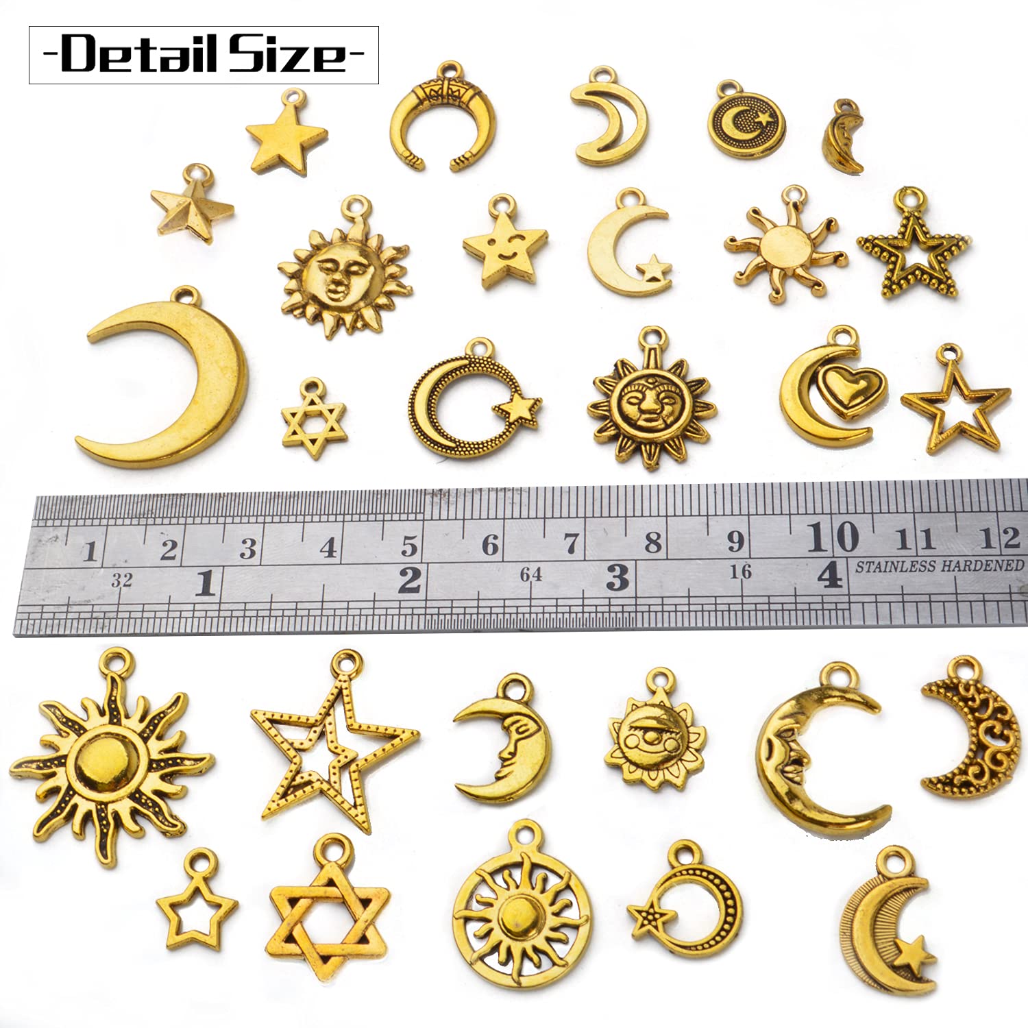 BronaGrand Celestial Pendant Charms - Sun, Moon, Star & Cloud Jewelry Charms for Necklaces, Earrings & Bracelets | Perfect for Boho, Witchy & Celestial Jewelry Making DIY Projects