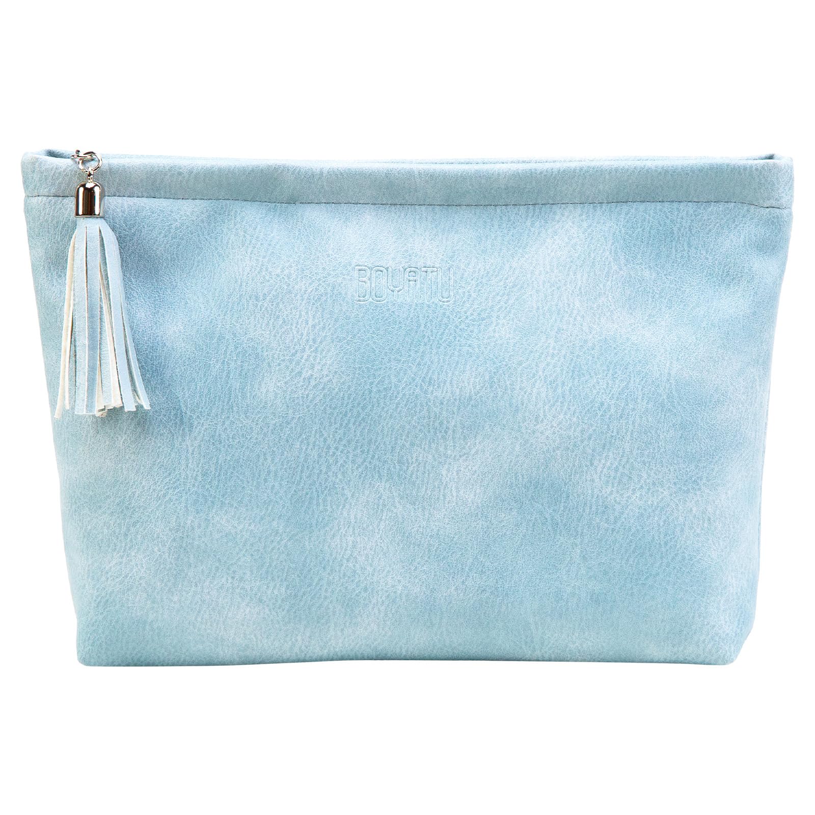 Stylish Leather Cosmetic Bag for Women - Waterproof Makeup Pouch & Travel Toiletry Organizer | Perfect Gift for Her, Fashion Accessory & Travel Essential (Blue) | Great for Daily Use, Weekend Getaways & Airplane Carry-On