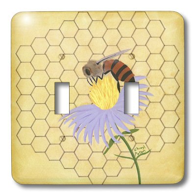 3D Toggle Switch with Honey Bee on Flower Design - Double Toggle Switch for Home, Office, and DIY Projects - Perfect for Light Switches, Cabinets, and Electrical Panels