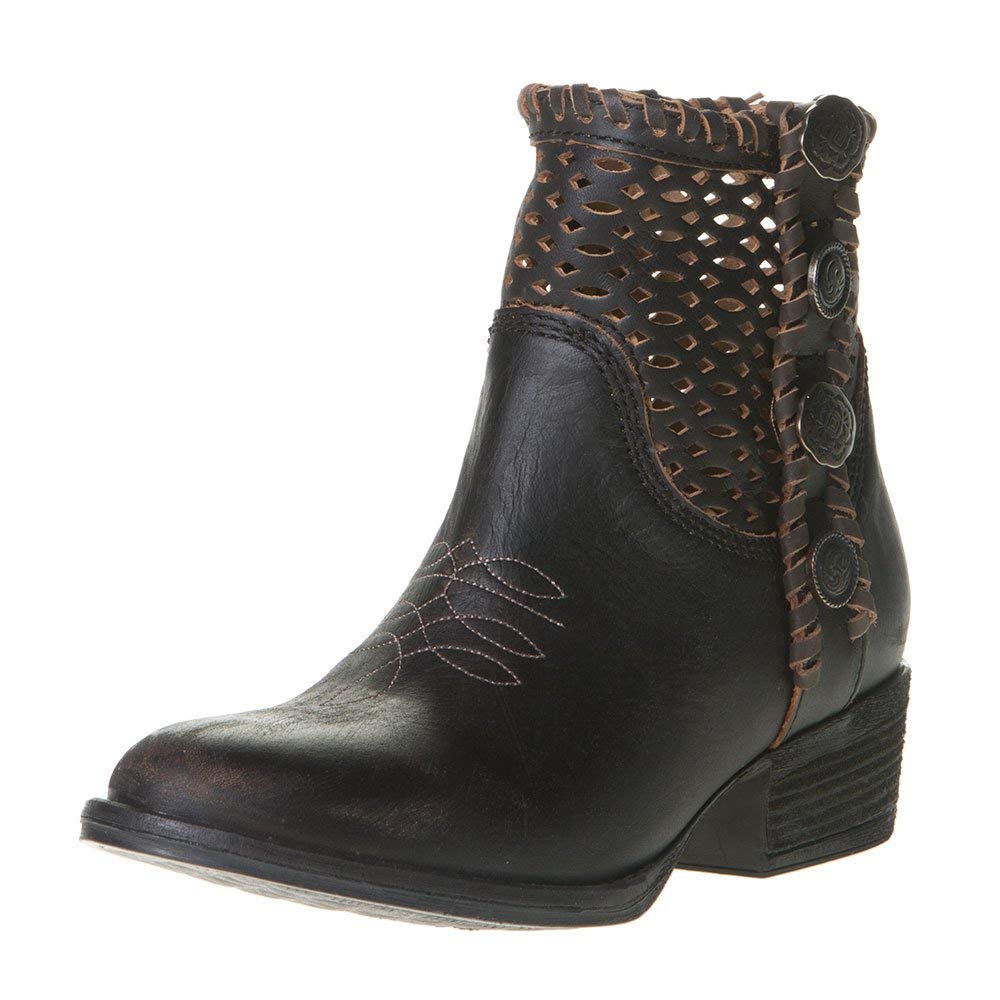 Women's Corral Boots - Cut Out Concho Bootie Size 9 in Black | Western Fashion, Cowgirl Style, Country Dance & Everyday Wear