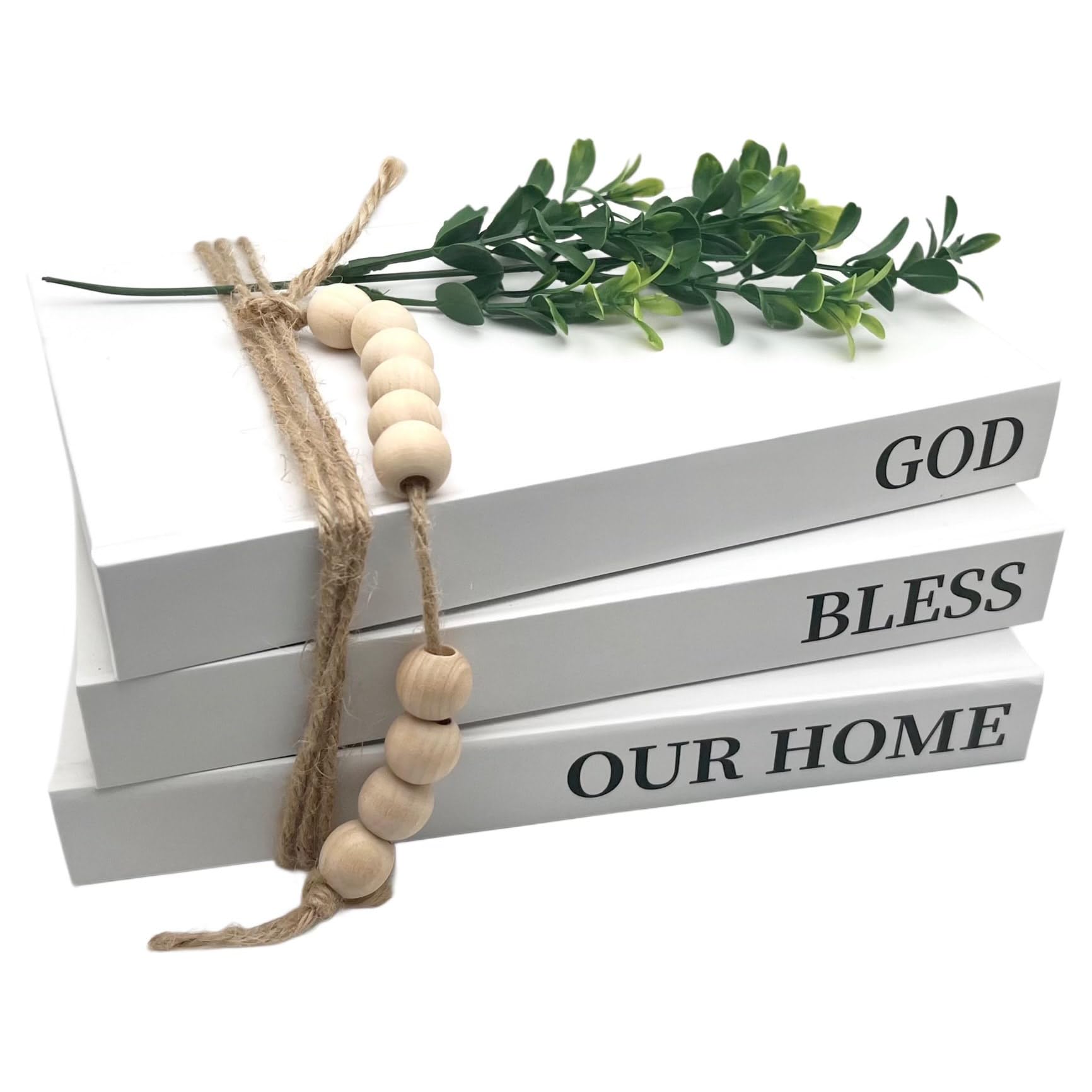 GOD Bless Our Home (Set of 3) - Decorative Coffee Table Books for Home Decor, Faux Books for Bookshelf | Perfect for Living Room, Bedroom & Office Decor