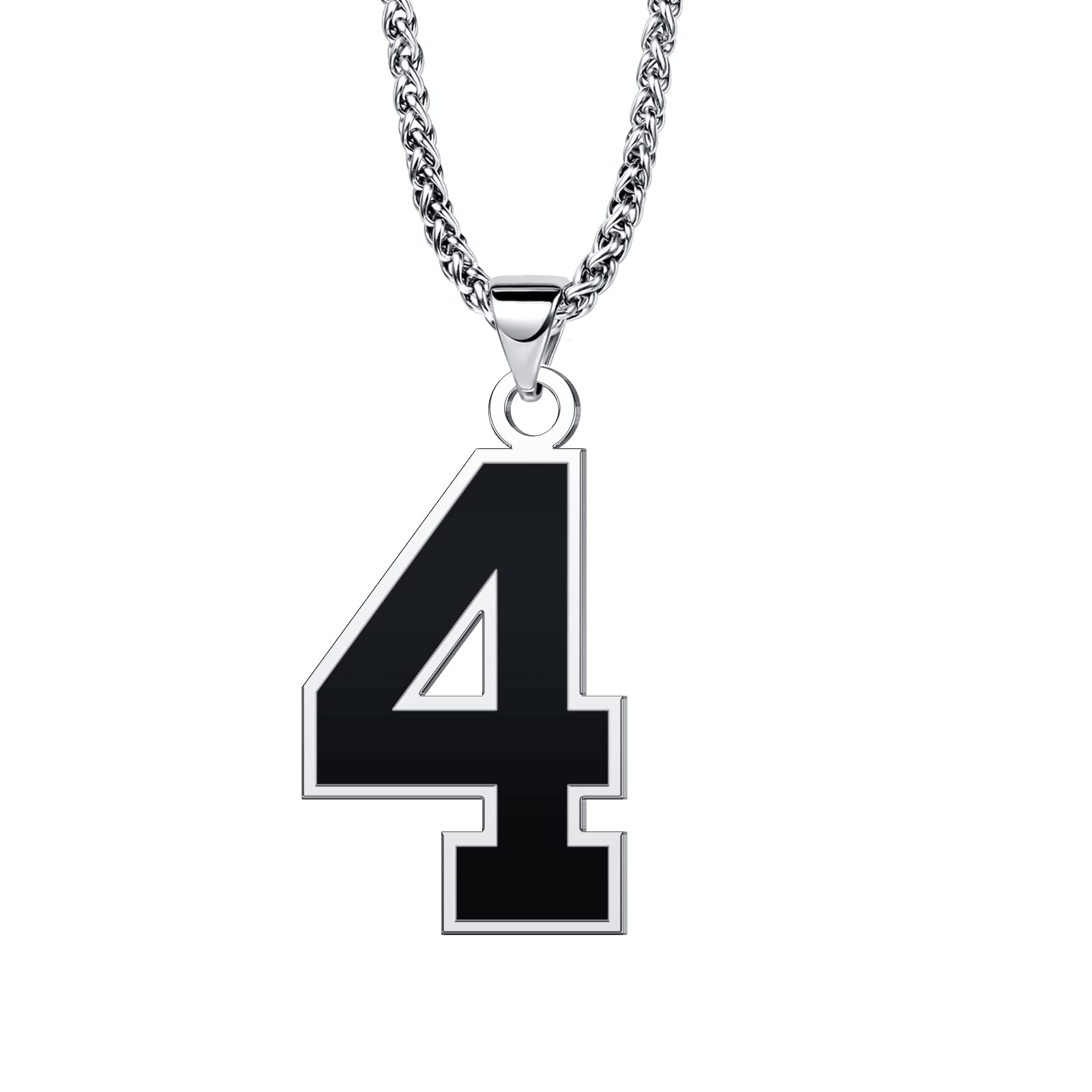 QeenseKc Black Number 1-99 Stainless Steel Chain Necklace for Boys - Baseball Player Pendant Jewelry Gift for Sports Fans | Perfect for Game Days, Team Spirit & Athletic Events