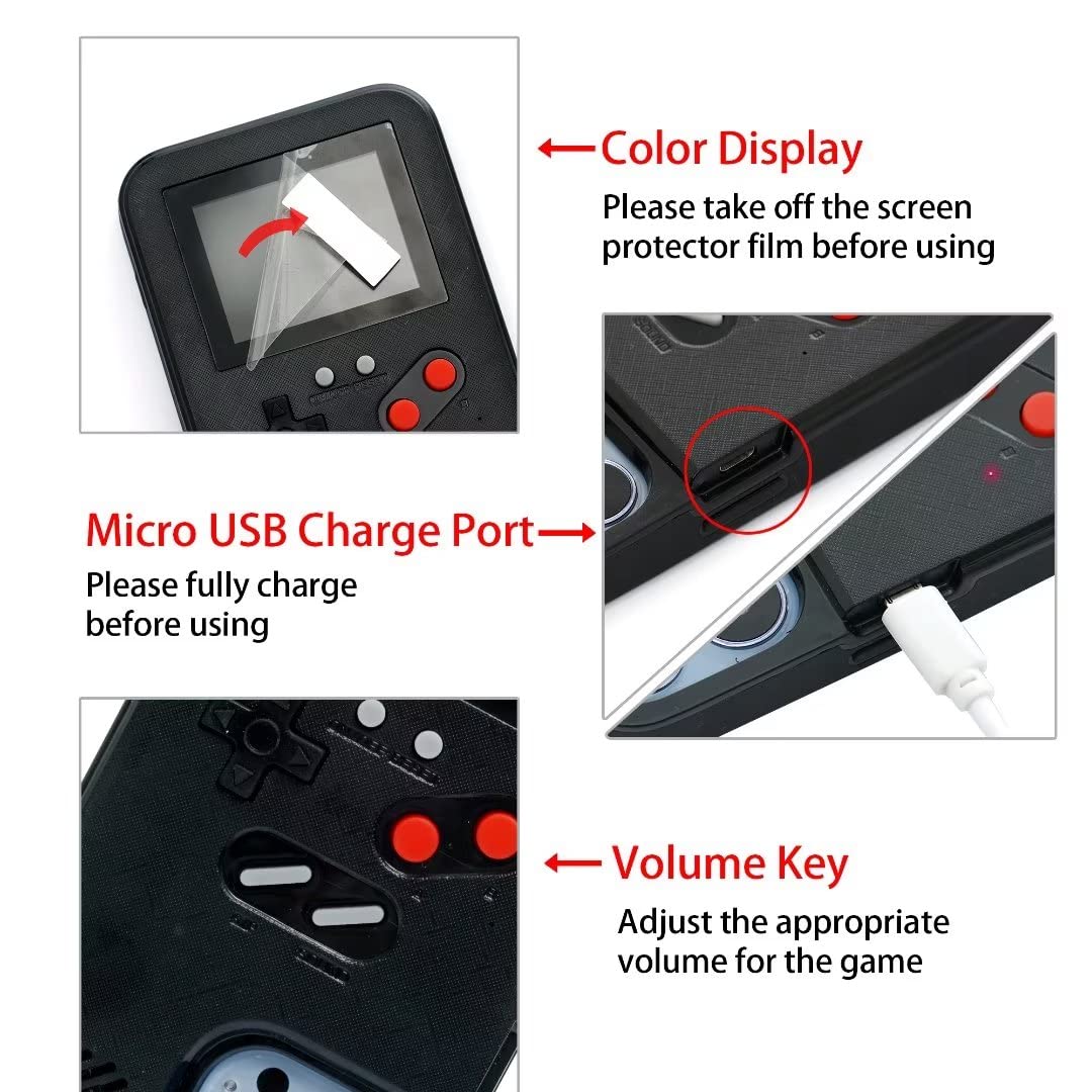Retro Gameboy Case for iPhone 13 Pro Max - 168 Classic Games Handheld Console, Anti-Scratch Shockproof Phone Cover with Color Display (Black) - Perfect for Gaming Enthusiasts & Nostalgic Play On-The-Go