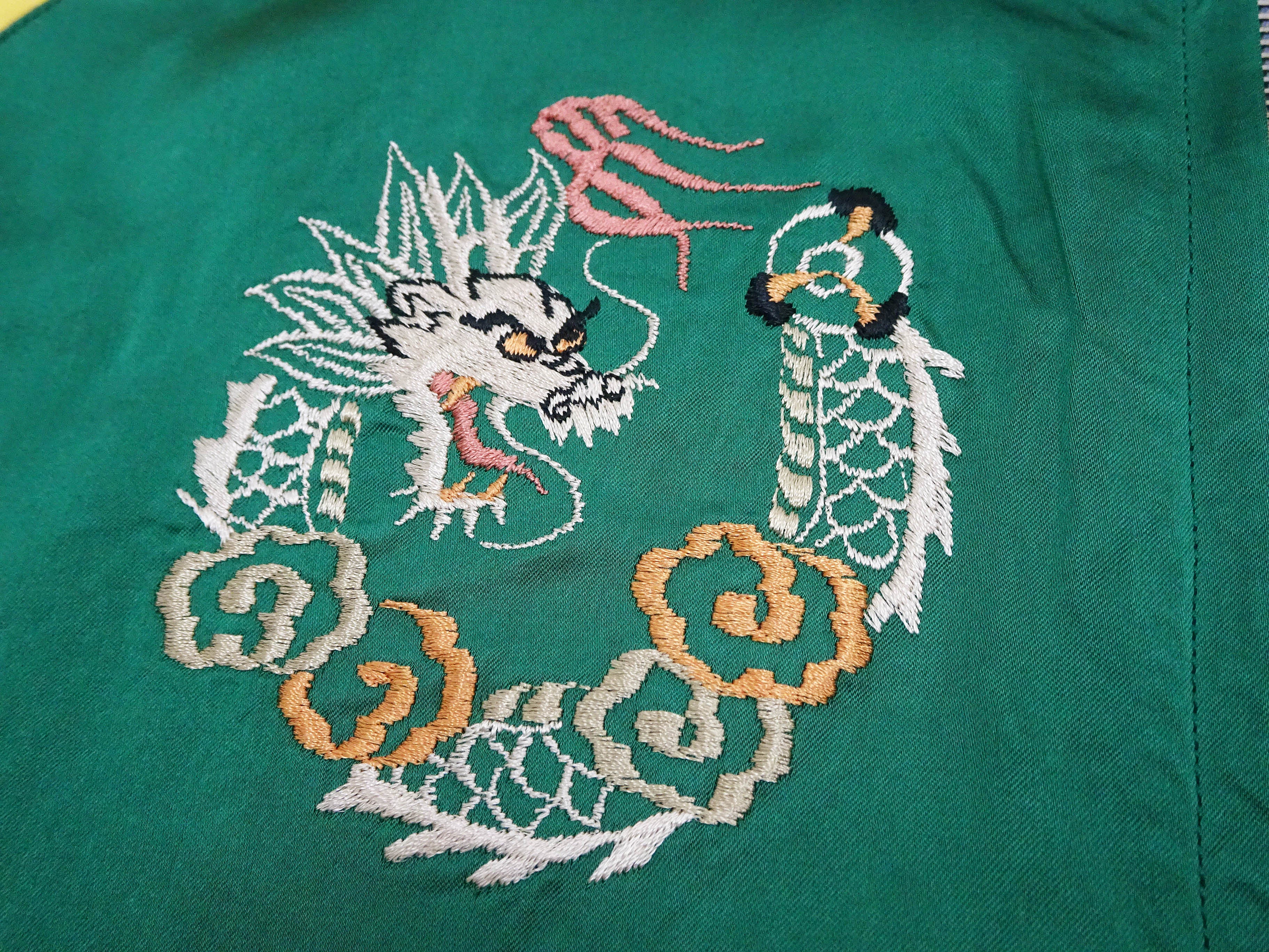 KOSHO & CO. Men's Japanese Souvenir Jacket - Silver Dragon & Tangled Dragons Embroidery Sukajan Jacket for Men | Vintage Asian Streetwear Fashion | Perfect for Casual Wear, Cosplay, and Gift Giving