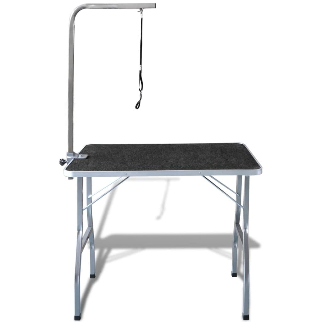 Adjustable Pet Dog Grooming Table with Non-Slip Rubber Surface & Durable Steel Frame - Includes Safety Noose for Secure Grooming | Perfect for Professional Groomers & Home Pet Care | Black