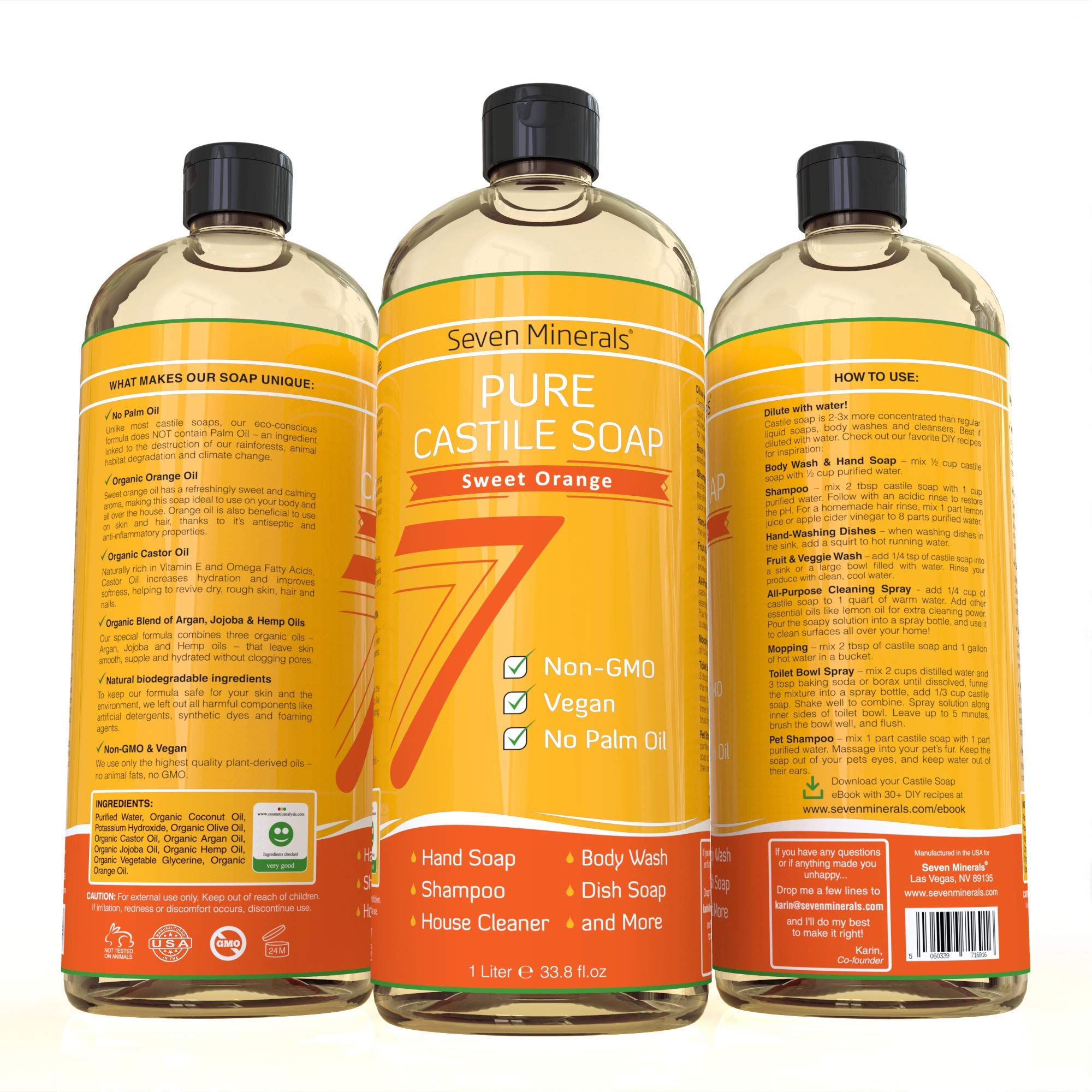 EWG Verified Unscented & Sweet Orange Castile Soap - Gentle Skin Care