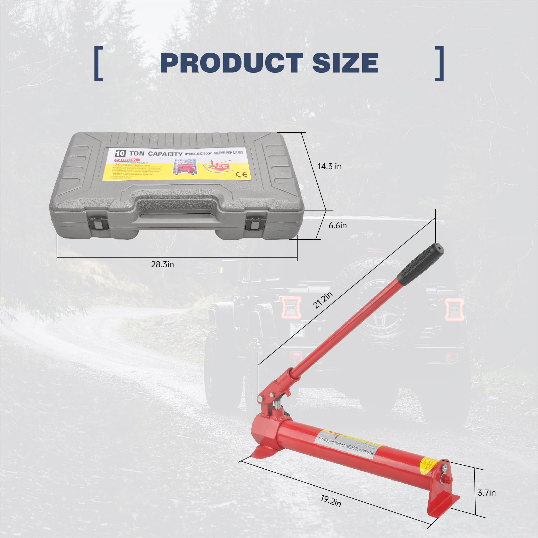 10 Ton Porta Power Kit with 2M (78.7 inch) Oil Hose - Hydraulic Car Jack Ram for Auto Body Frame Repair, Truck Bed Loadhandler & Construction Equipment - Perfect for Vehicle Maintenance, Garage Repairs & Heavy Duty Jobs