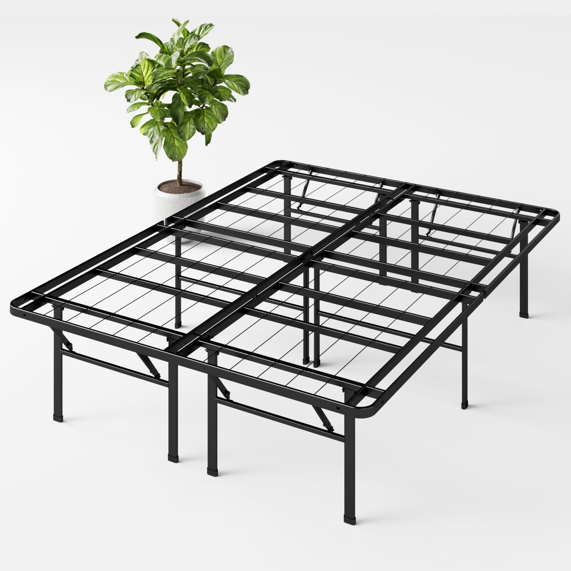 ZINUS SmartBase Heavy Duty 16 Inch Metal Platform Bed Frame - No Box Spring Needed, Sturdy Steel Frame with Underbed Storage, King Size - Perfect for Modern Bedrooms & Guest Rooms