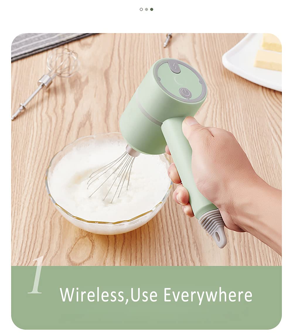 **Cordless Electric Hand Mixer - 3-Speed Rechargeable Stainless Steel Egg Whisk for Baking, Whipping Cream, Mixing Cookies & Cakes - Detachable & Portable (Yellow) - Perfect for Home Kitchen & Baking Enthusiasts**