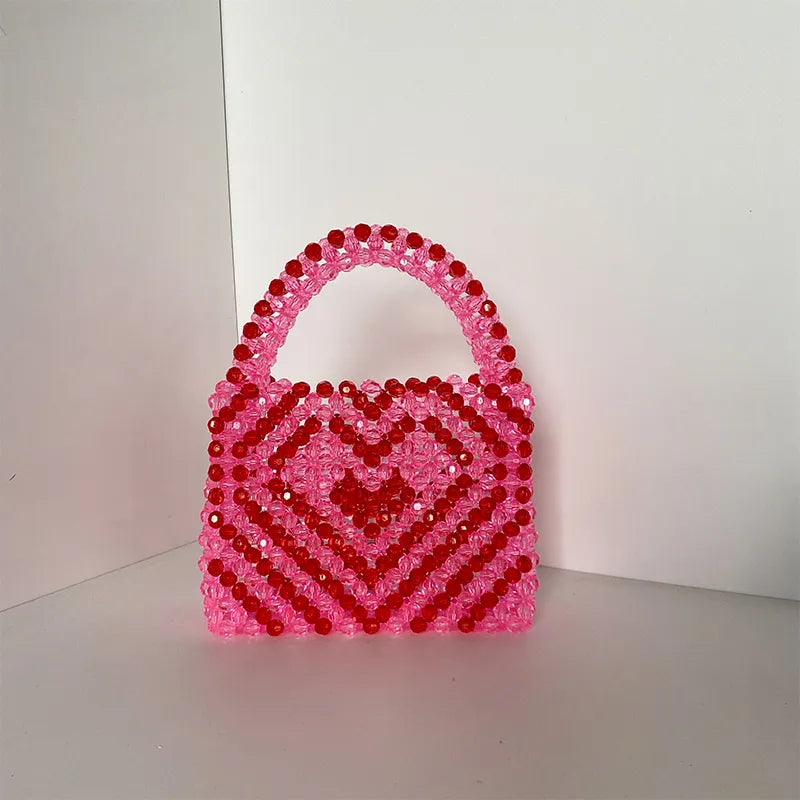 Handmade Beaded Fashion Tote Bag for Women - Elegant Pink Clutch Purse for Party, Dinner, Valentine's Day Gift | Perfect for Date Night, Bridal Shower & Special Occasions
