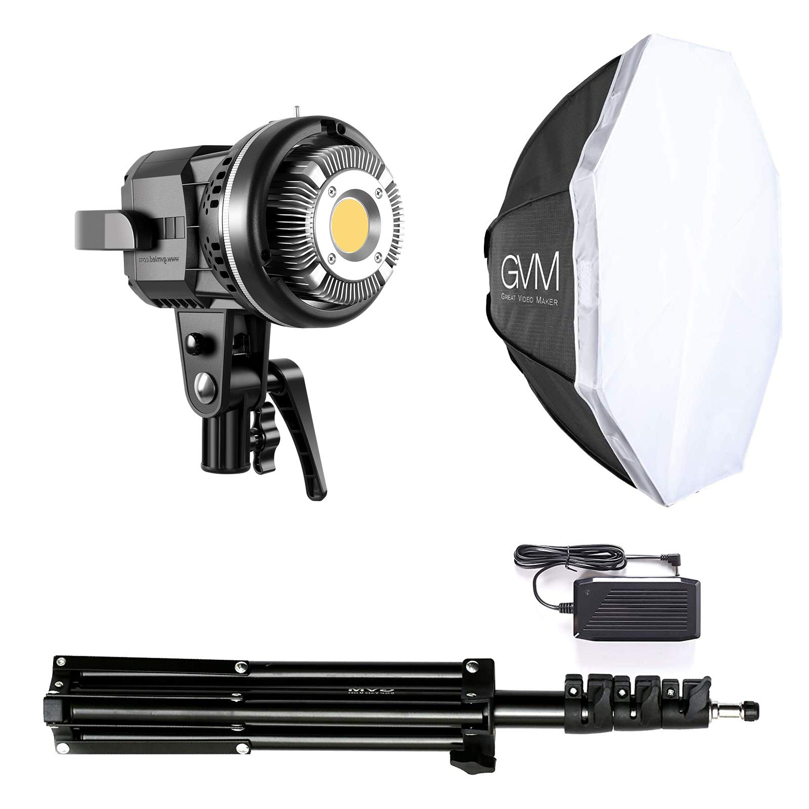 GVM 80W LED Video Light Kit with 22in Softbox & Tripod Stand - 5600K Daylight, CRI97+ for Photography, YouTube, Wedding & Studio Lighting | Bowens Mount Compatible | Perfect for Vlogging, Live Streaming & Portrait Photography