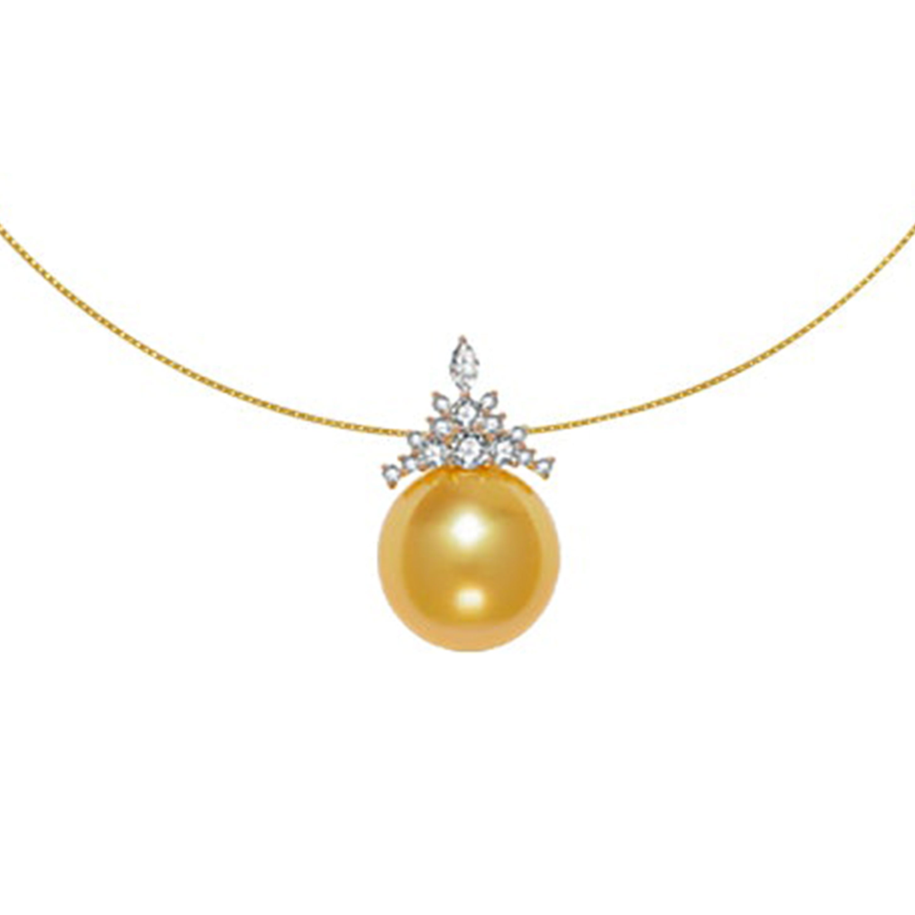 18K Solid Gold South Sea Golden Pearl Necklace - Luxury Women's Jewelry Gift for Wedding, Anniversary & Special Occasions | Elegant Pearl Pendant for Formal Events & Evening Wear