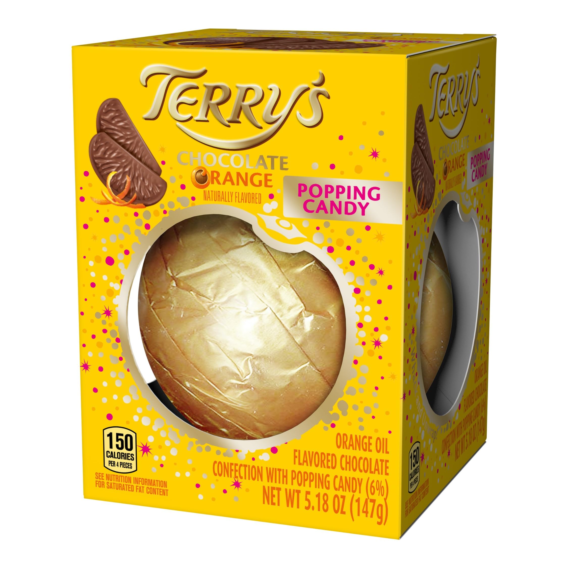 Terry's Popping Candy Chocolate Orange - 5.18oz Orange Flavored Confection with Popping Candy | Perfect for Parties, Gifts & Sweet Treats