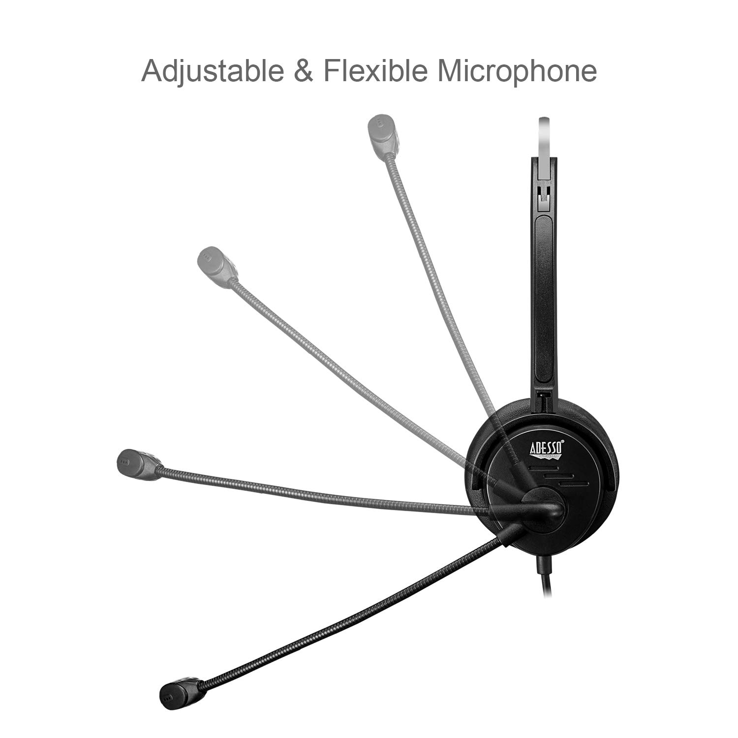 Adesso Xtream P1 Single-Sided USB Wired Headset with Adjustable Noise Canceling Microphone - Perfect for Online Meetings, Gaming & Call Centers | Comfortable PC Headphones for Work from Home & Remote Teams