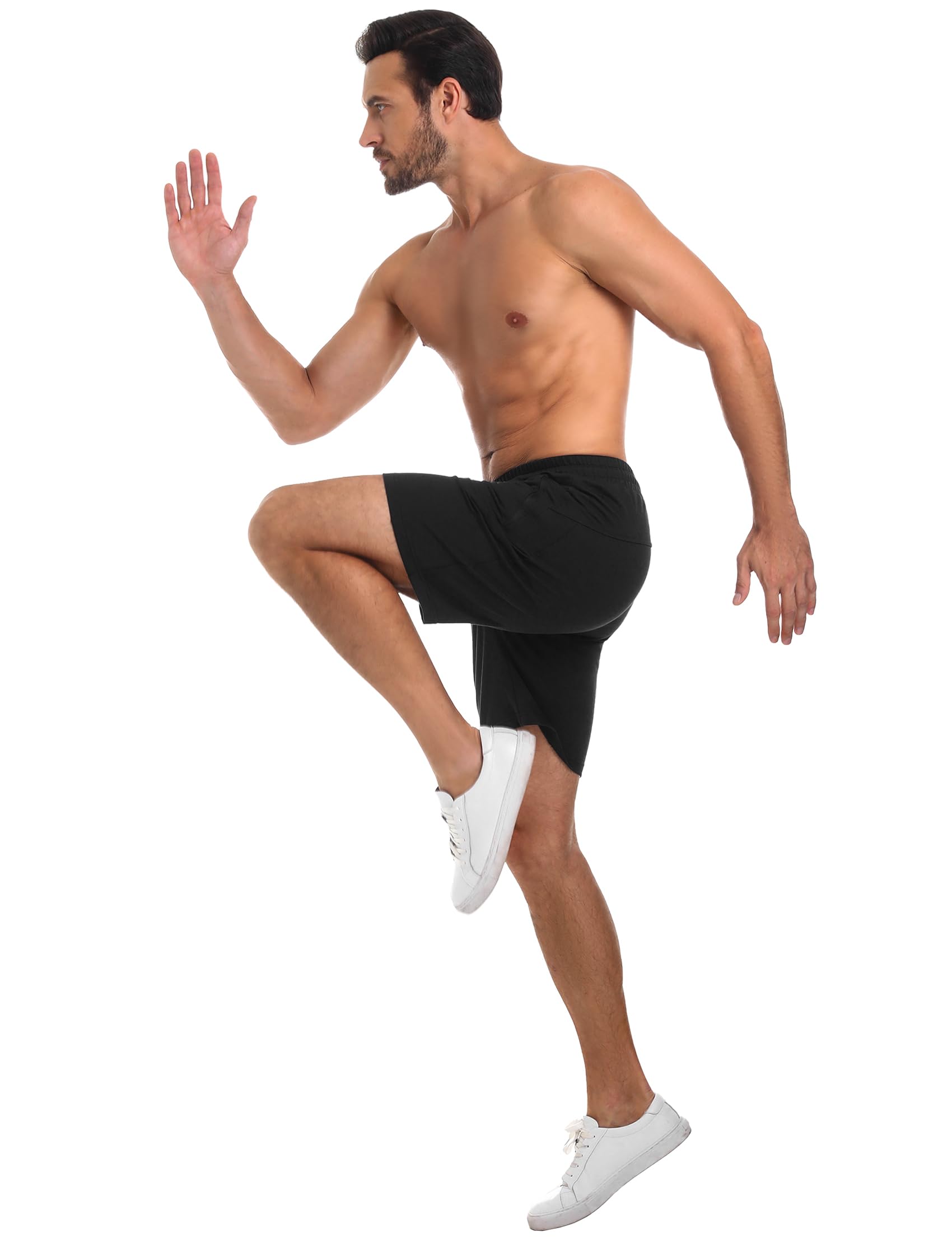 Wayleb Men's Quick-Dry Breathable Running Shorts with Zipper Pockets - 3
