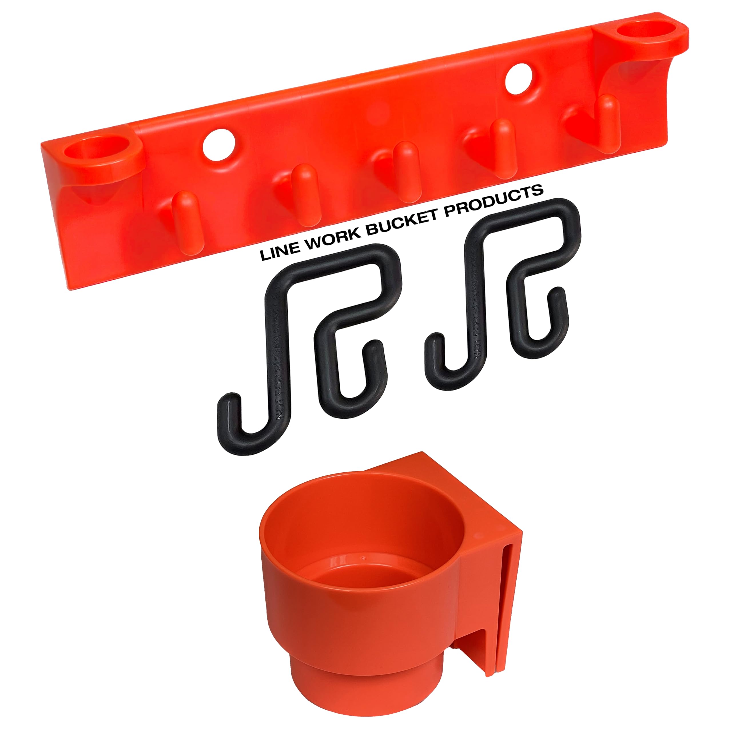Big Rack Bucket Truck Tool Organizer Set with Bucket Hooks & Clip Cup Drink Holder - Heavy Duty Utility Organizer for Construction Workers, Electricians & Landscapers