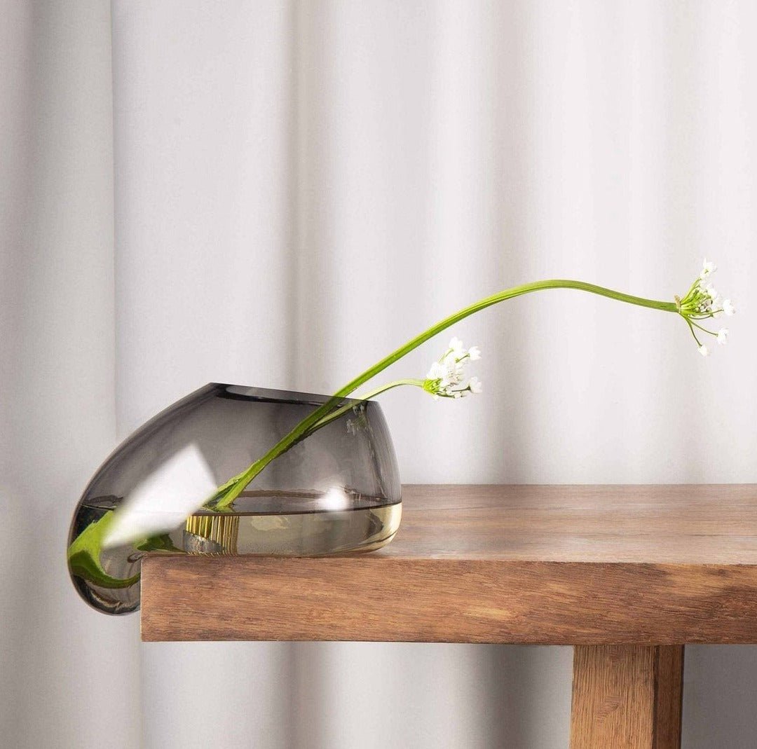 Noom Gutta Vase - Modern Ceramic Flower Vase for Home Decor, Wedding Centerpieces & Office Desk Accessories