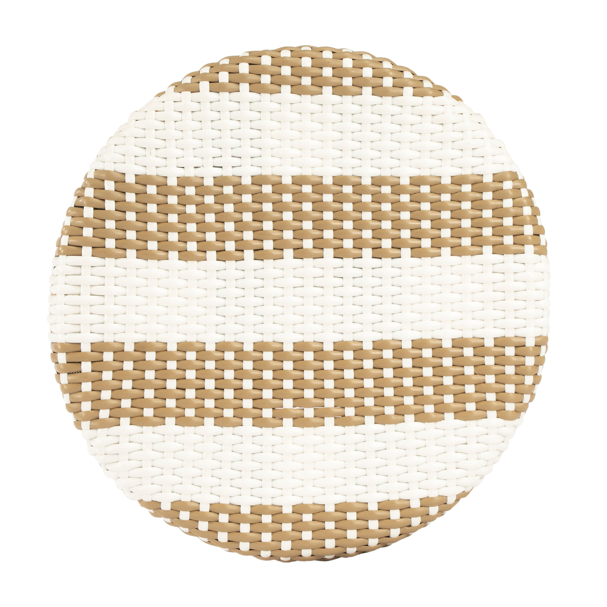 Beige and White Striped Rattan Frame Counter Stool - 24