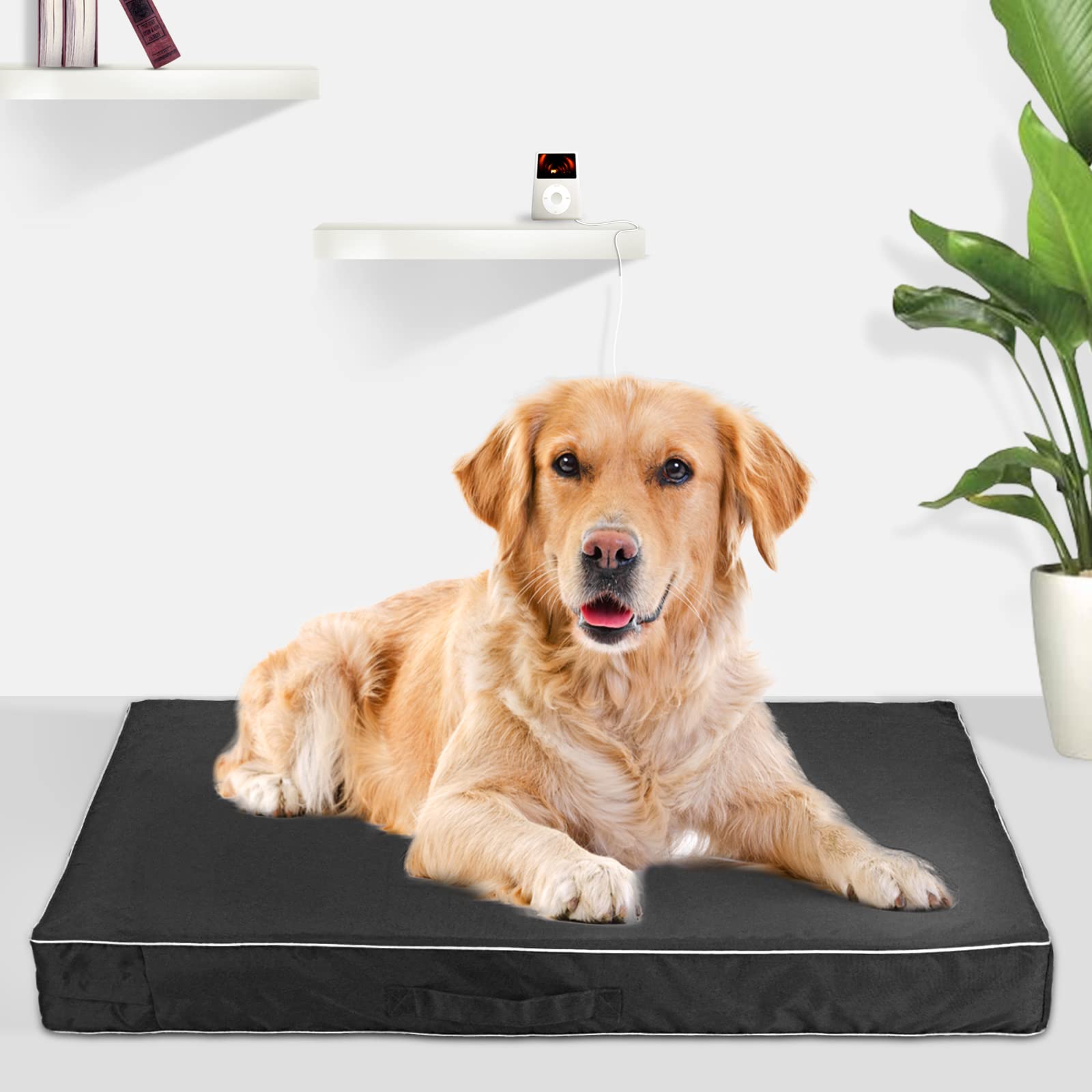 Waterproof Heavy Duty Washable Dog Bed Cover with Zipper Opening - Universal Replacement Cover for Chinchilla & Other Dog Beds (X-Large, Black) - Perfect for Indoor/Outdoor Use, Kennels & Pet Sofas