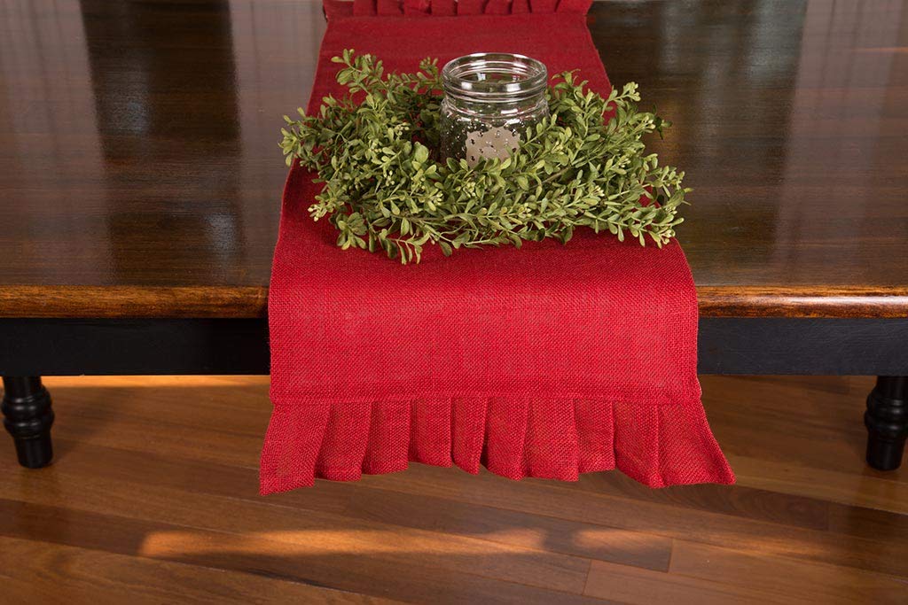 Elegant 60-Inch Red Table Runner with Ruffled Edges - Perfect for Weddings, Parties, and Holiday Dining Decor