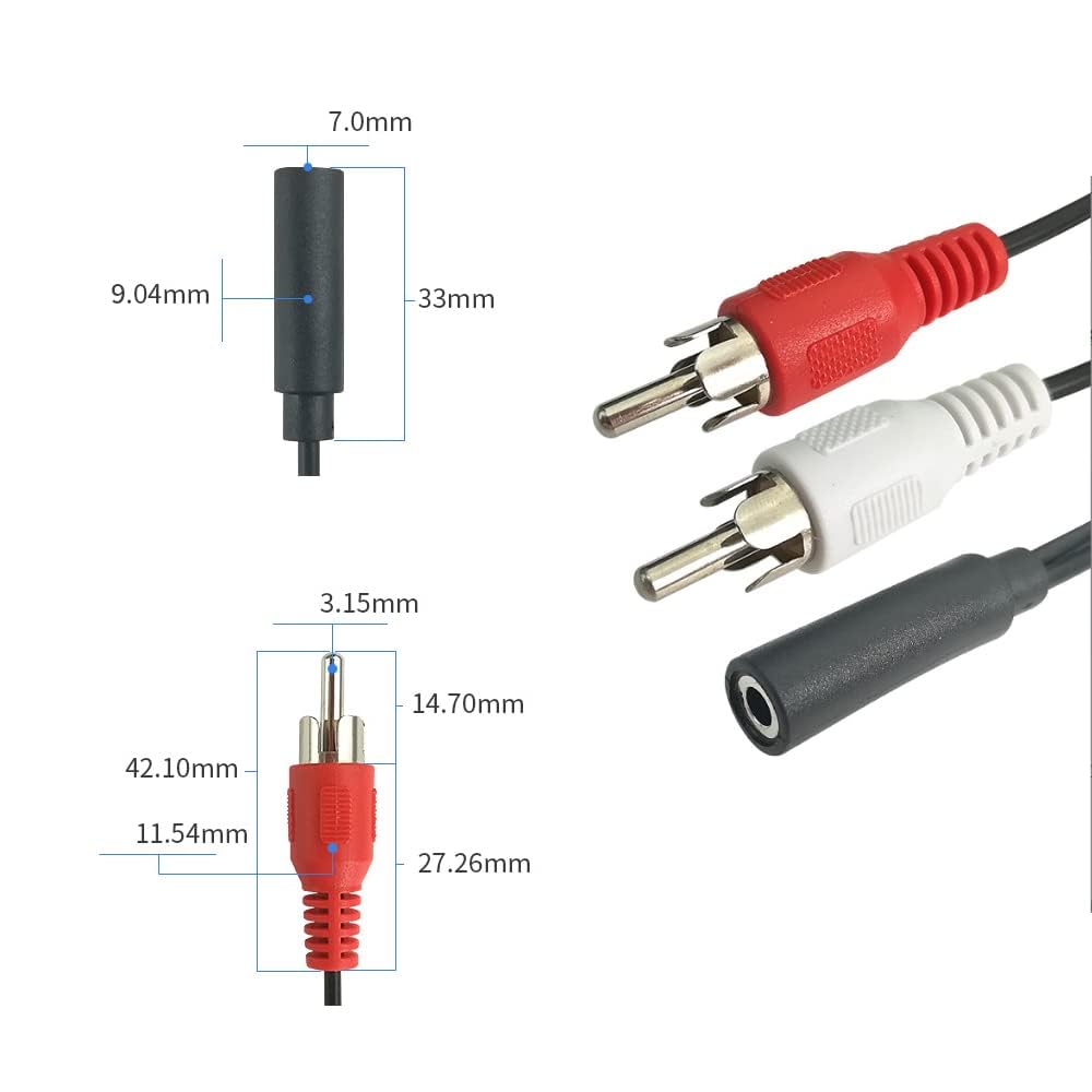 C&E 6 Inch 3.5mm Female to 2 RCA Male Stereo Audio Y Cable - Nickel Plated Adapter for TV, Smartphone, MP3, Tablet, Speaker & Home Theater - Perfect for Home Audio Setup & Multimedia Connections