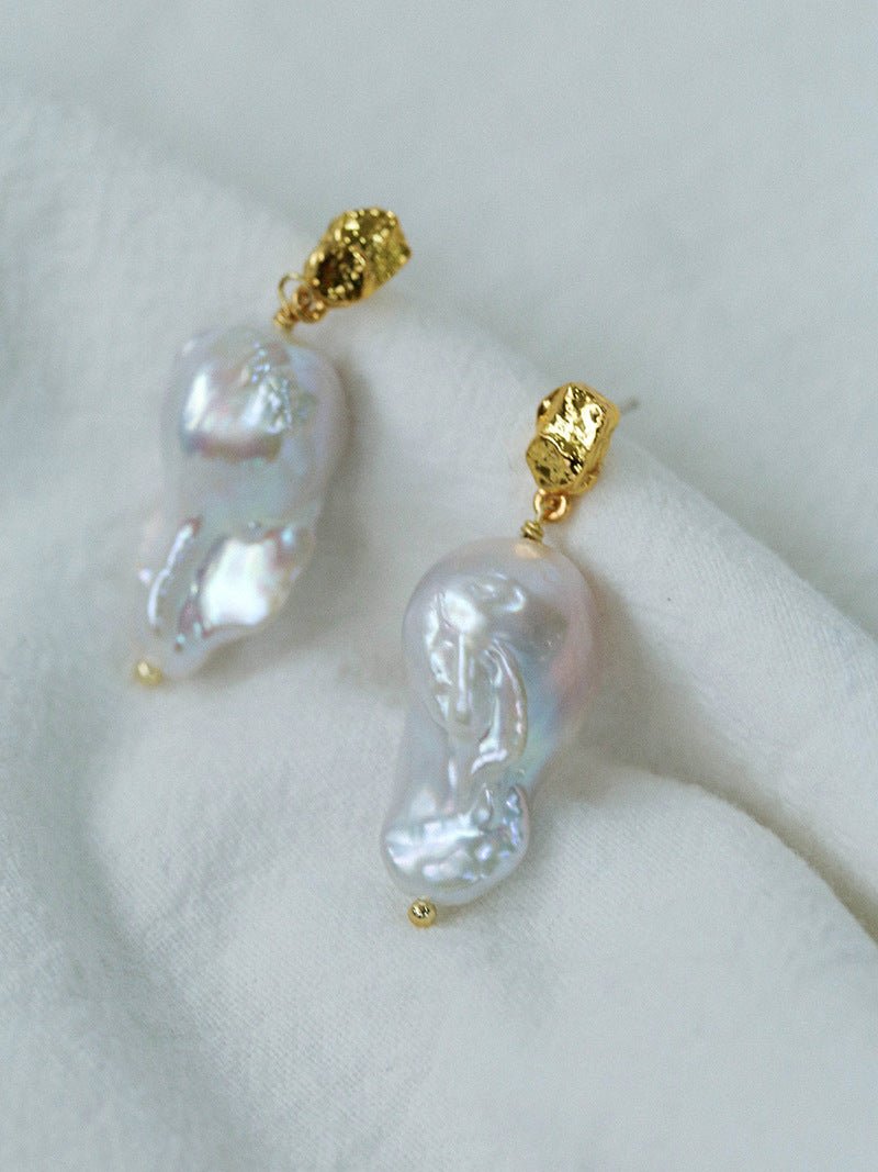 Lava Metal Baroque Pearl Drop Earrings for Women - Vintage Style Handmade Jewelry - Perfect for Weddings, Parties & Special Occasions