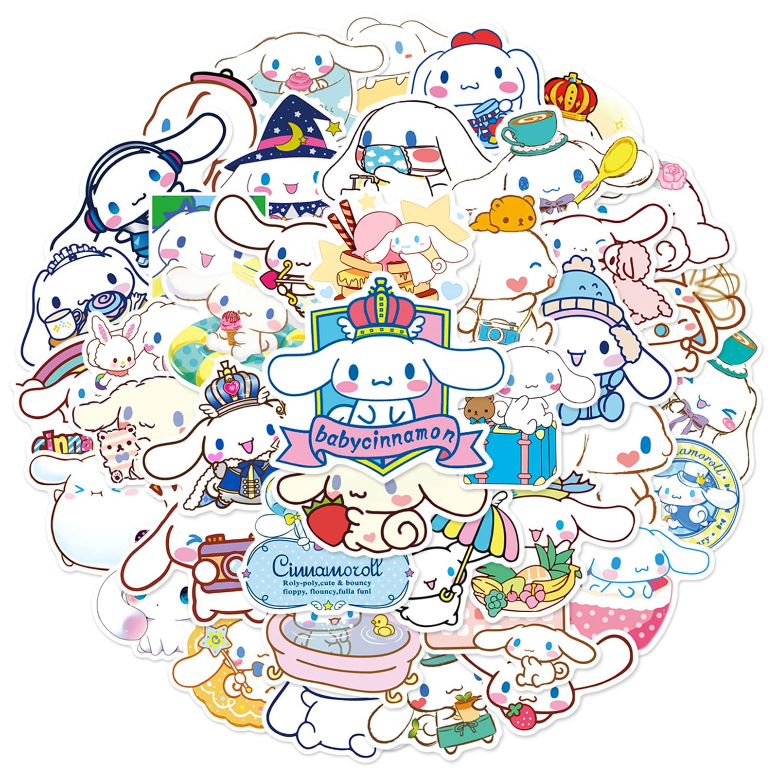 50PCS Cinnamoroll Stickers - Waterproof Vinyl Cut Stickers for Kids, Teens & Adults - Perfect for Water Bottles, Laptops, Skateboards, Phones & More - Cute Sanrio Character Decals for School, Office & Home Decor