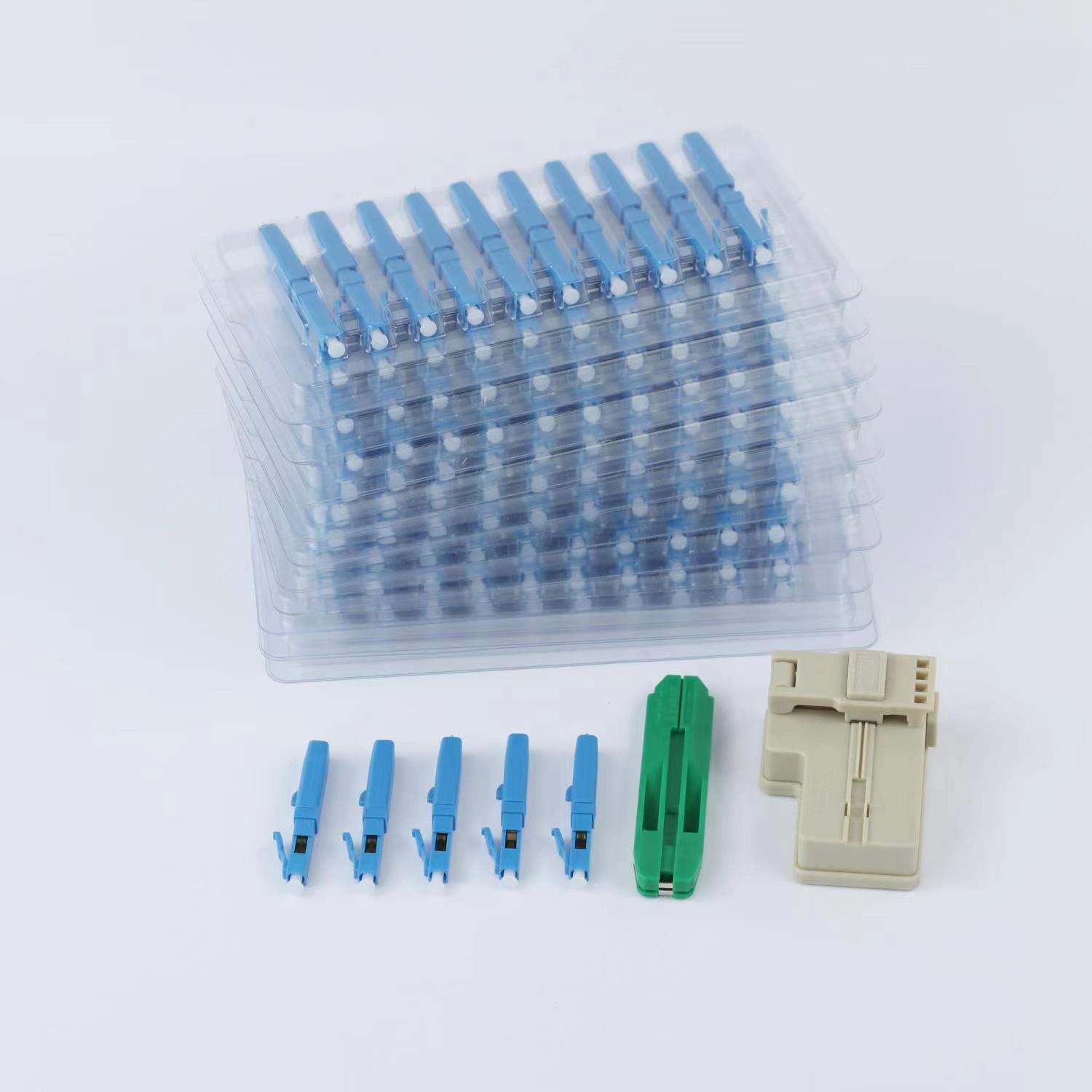 100pcs LC UPC Fiber Optic Quick Connectors with Tools - Single Mode 9/125 Mechanical Fast Connectors for 2.0x3.0mm Butterfly Fiber Cable - Perfect for Home/Office Network Installations & Telecom Projects
