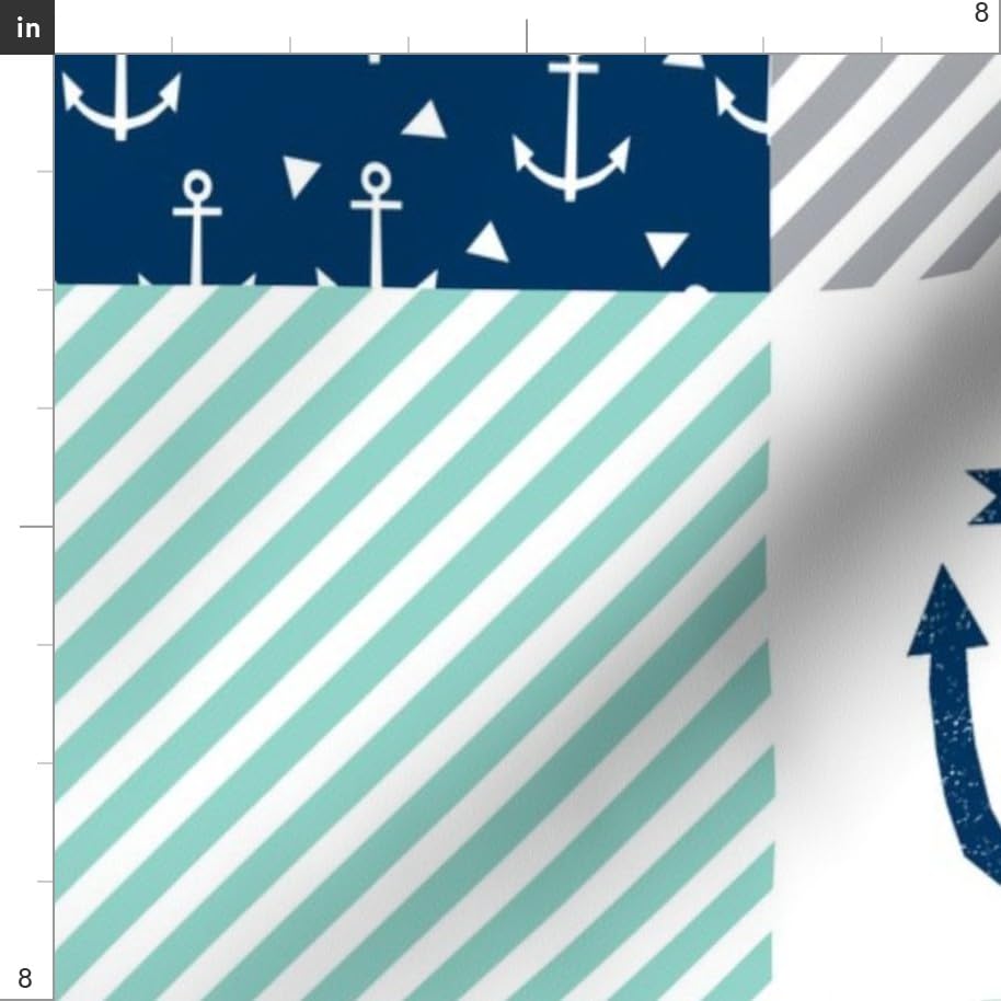 Premium Nautical Cheater Print Minky Fabric by The Yard - Soft Plush Material for Sewing Baby Blankets, Quilt Backing & DIY Home Decor Projects - Perfect for Nursery, Bedding & Crafting