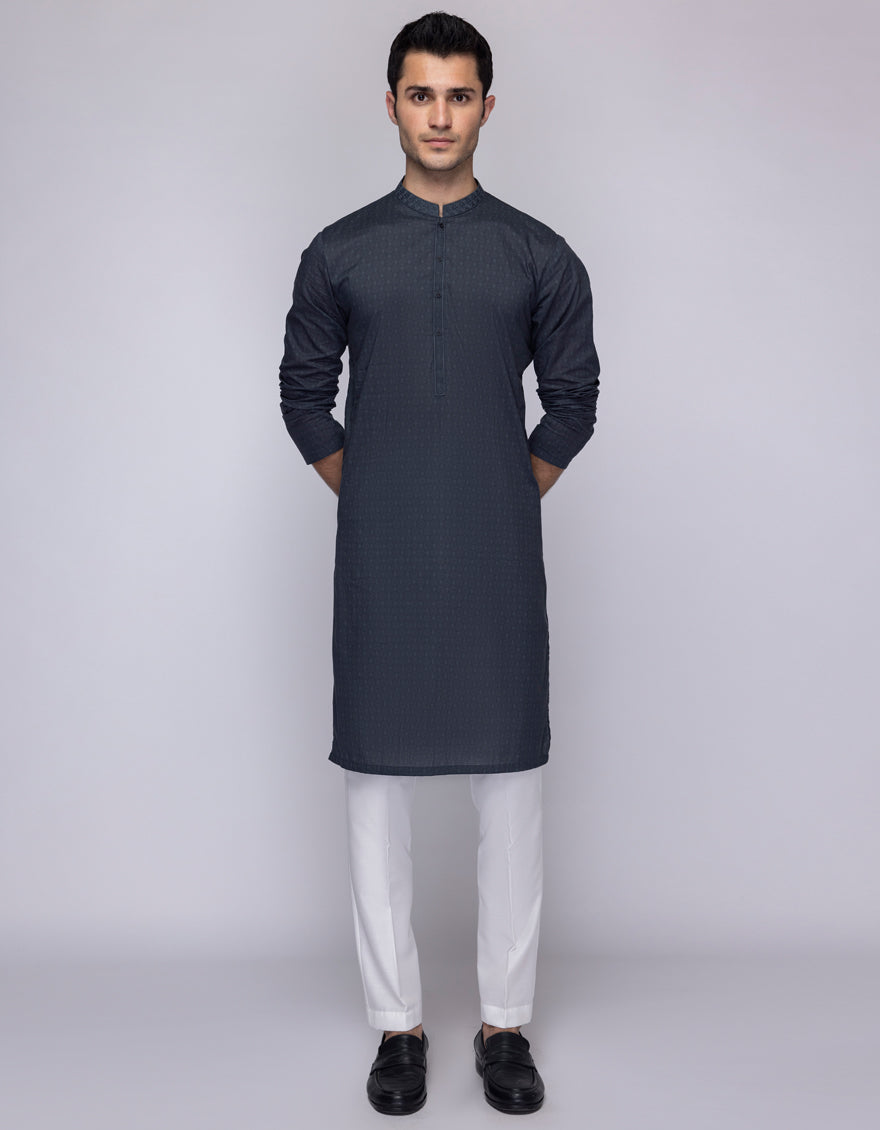 Premium Cotton Grey Kurta for Men by J. Junaid Jamshed - Comfortable Traditional Pakistani Wear for Eid, Weddings & Casual Outings