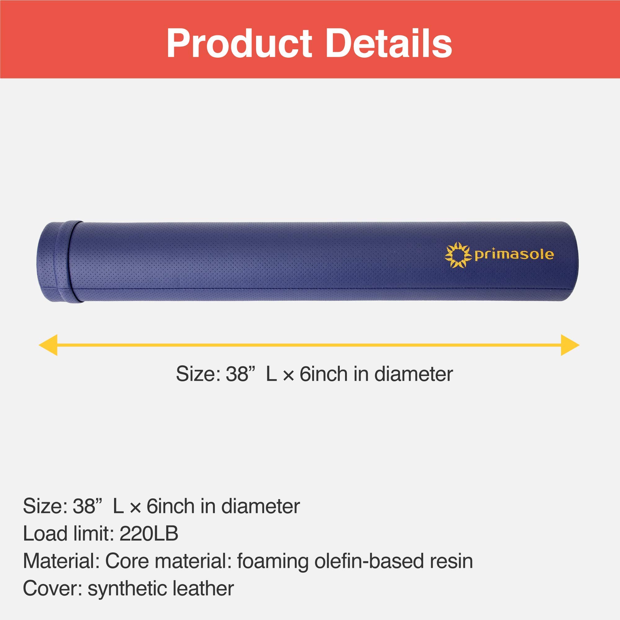 Primasole High-Density Foam Roller for Yoga, Pilates, and Muscle Recovery – Perfect for Home Gym, Physical Therapy, and Post-Workout Stretching