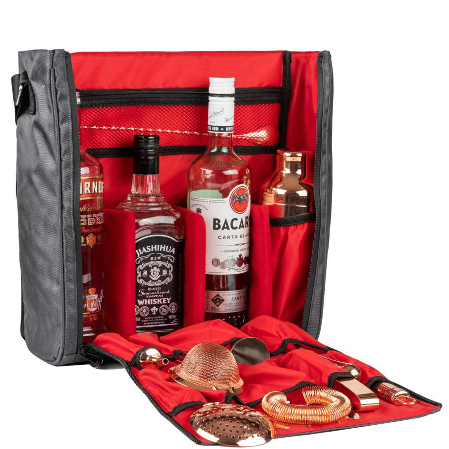 Jillmo Waterproof Travel Bar Bag - Portable Bartender Bag for Cocktail Kit & Mixology Tools (Ideal for Outdoor Parties, Picnics & Camping Trips)