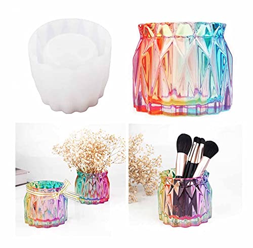 Yalulu Silicone Flower Pot Mold - DIY Epoxy Resin Mold for Makeup Brush Holder, Planter Pot, Cup & Pen Organizer | Perfect for Home Decor, Craft Projects & Gift Making