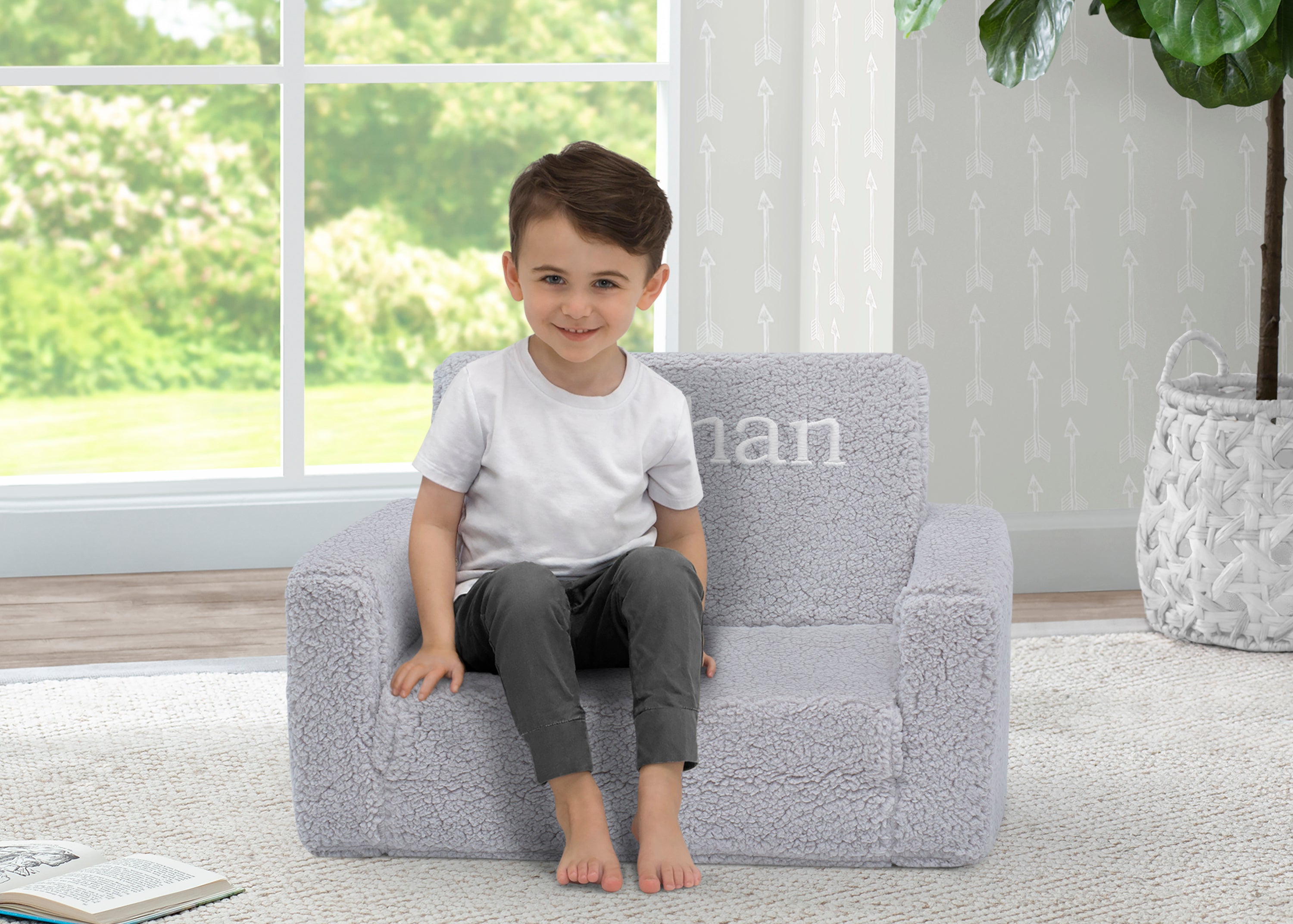 Personalized Cozee Flip Out Sherpa 2-in-1 Convertible Chair to Lounger for Kids - Soft Plush Kids Furniture for Bedroom, Playroom & Reading Nook