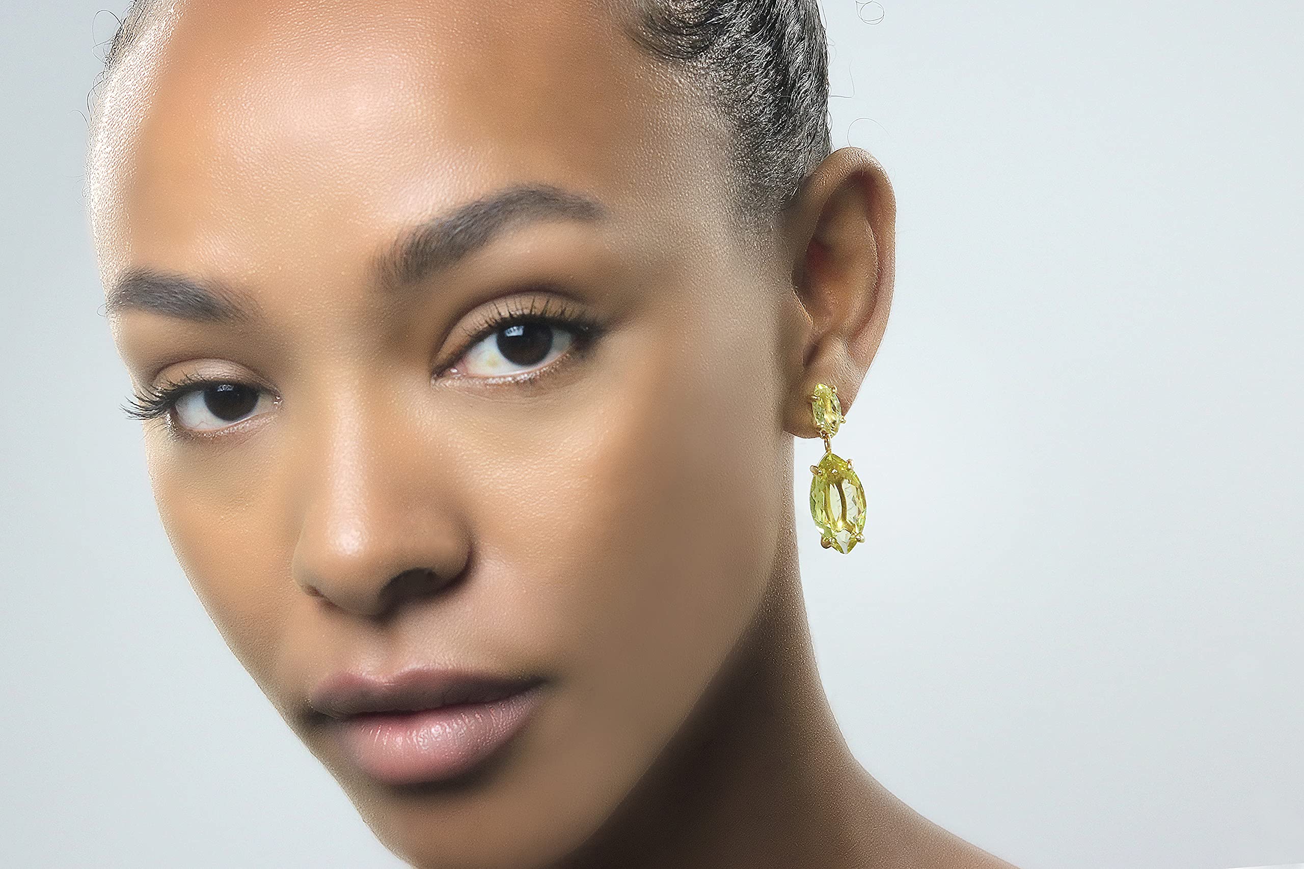 Bright Lemon Quartz 14k Gold Stud Marquise Earrings - Natural Gemstone Statement Jewelry for Women - Perfect for Weddings, Parties, Anniversaries & Birthdays - Customizable Gift for Her - Everyday Elegance & Special Occasions