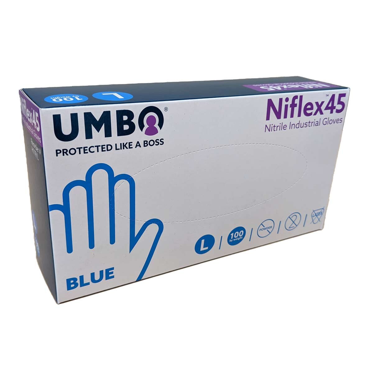 Niflex45 Nitrile Gloves, Blue, 4.0 mil Thickness, Box of 20 - Industrial, Medical & Food Service Use, Latex-Free, Chemical Resistant Safety Gloves for Work & Home