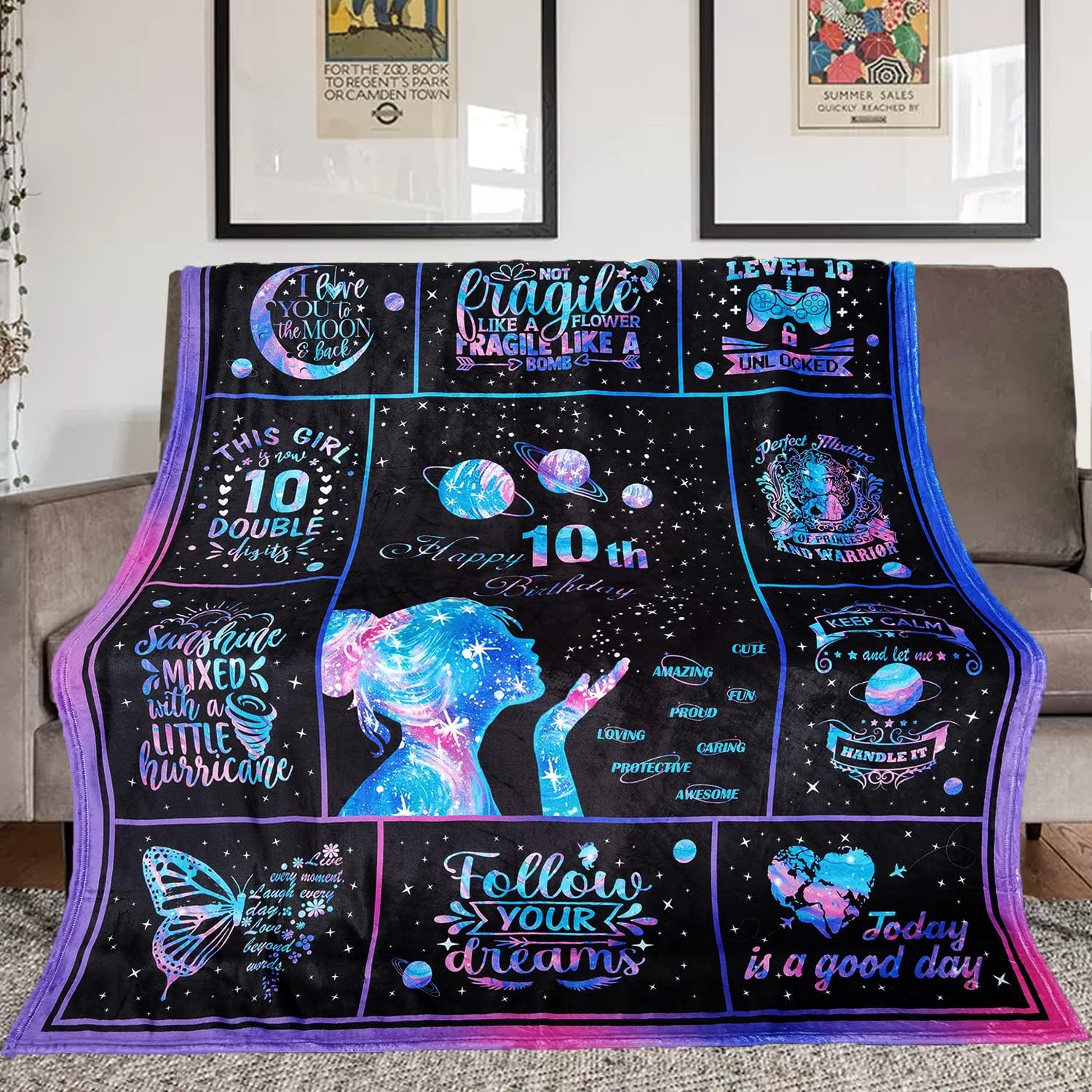 Soft Flannel Throw Blanket for 10 Year Old Girls - 60
