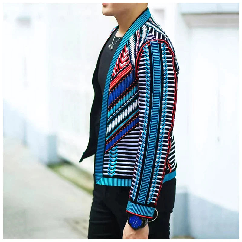 Men's Designer Tuxedo Blazer - Elegant Embroidery Tribal Suit for Wedding, Party & Formal Events | Premium Quality Jacket for Groomsmen, Prom & Special Occasions