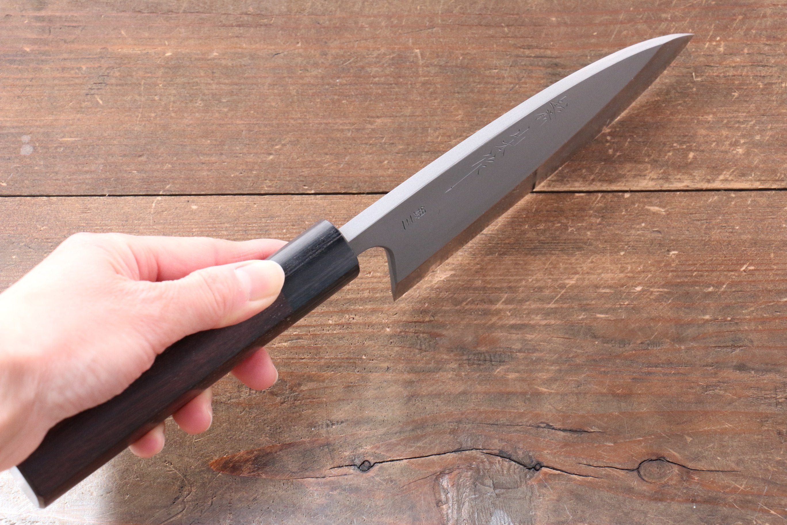 Nao Yamamoto Silver Steel No.3 Nashiji Deba 150mm Japanese Chef Knife with Shitan Handle - Perfect for Sushi, Fish Filleting & Precision Kitchen Tasks