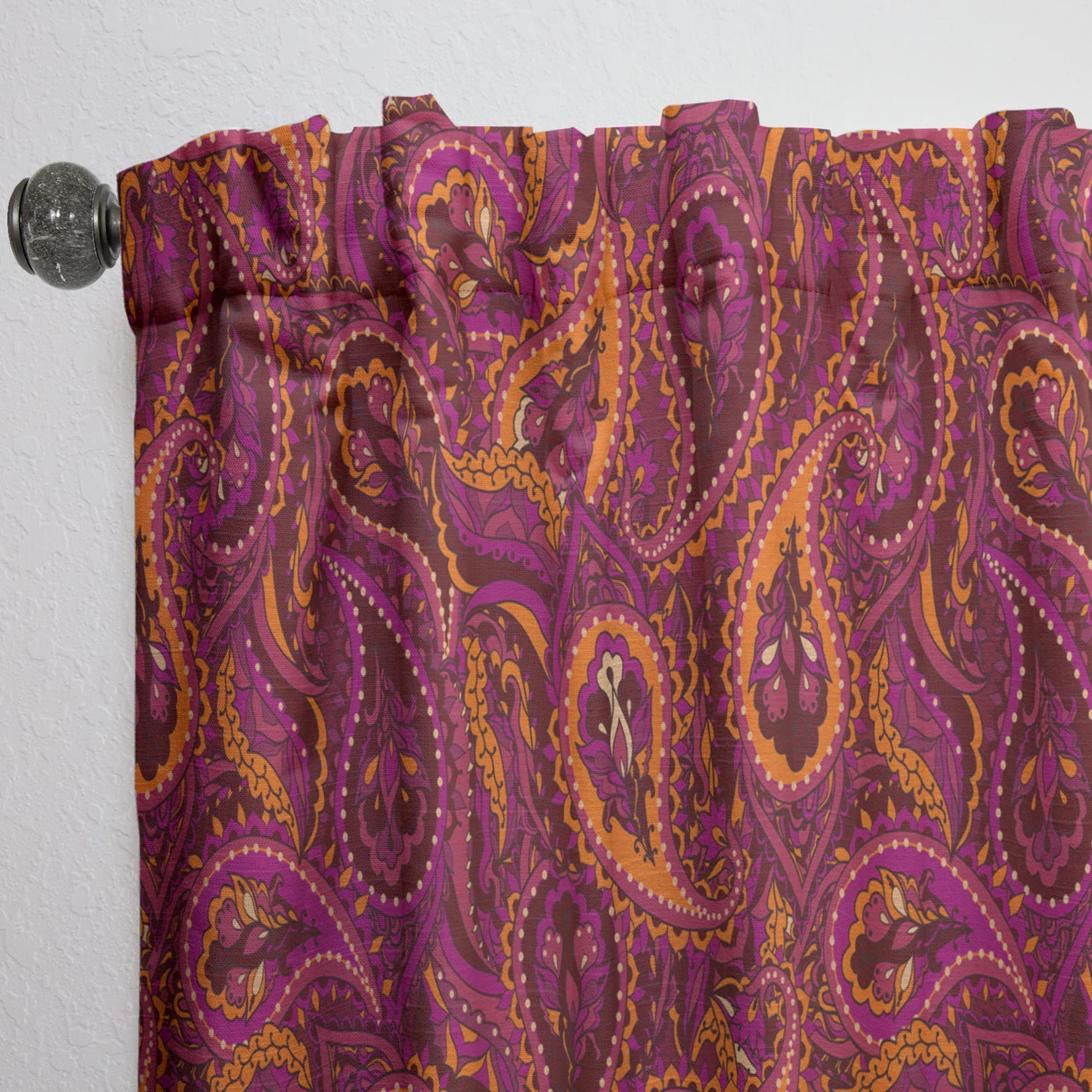 DesignQ Paisley Indian Pattern Thermal Insulated Curtains - 52x95 Inch Single Panel - Elegant Window Drapes for Bedroom & Living Room - Perfect for Home Decor & Light Blocking
