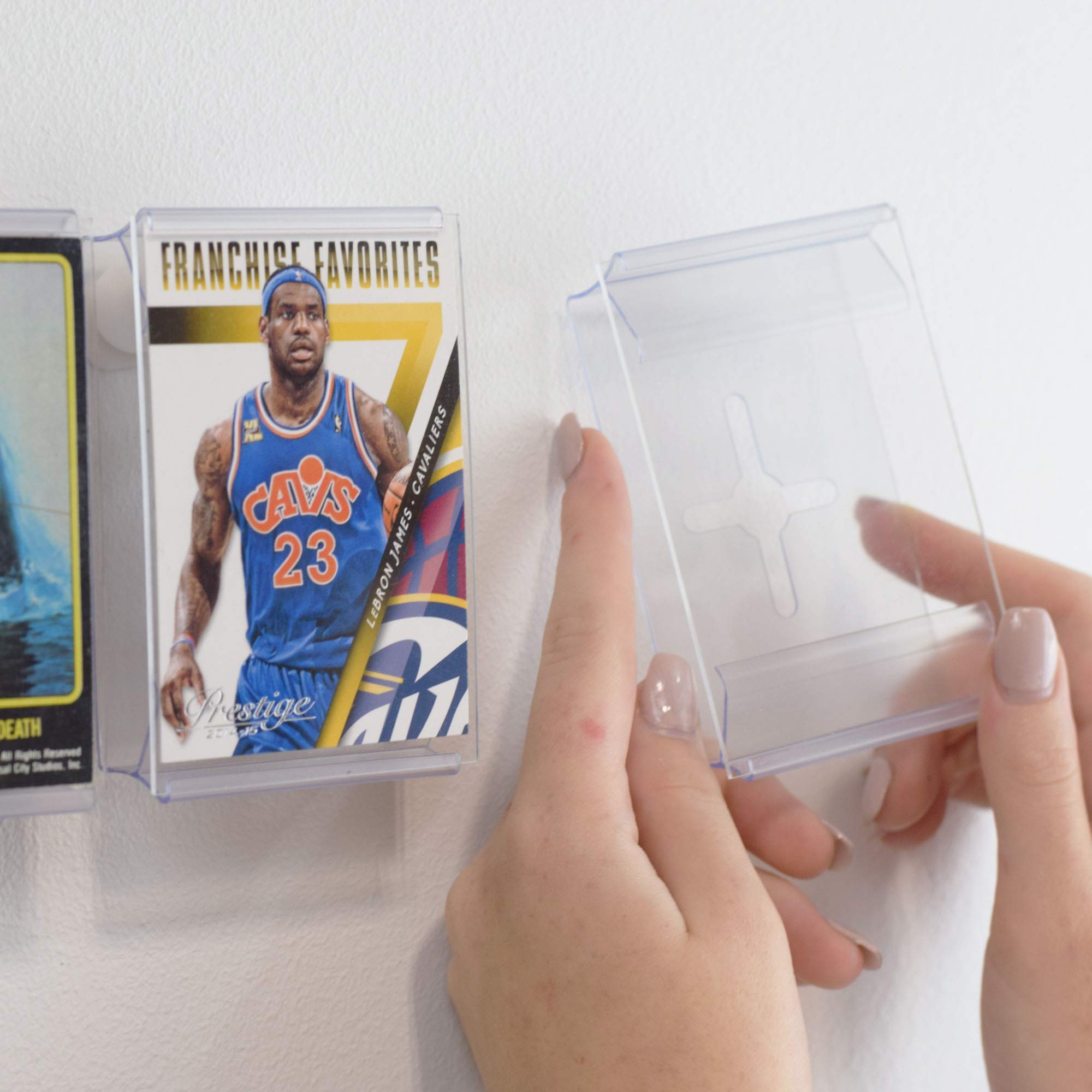 CollectorMount Clear Photo Frame 5-Pack - 2.5” x 3.5” Wall Mount or Shelf Display for Vertical & Horizontal Photos - Perfect for Collectibles, Trading Cards & Small Art Displays