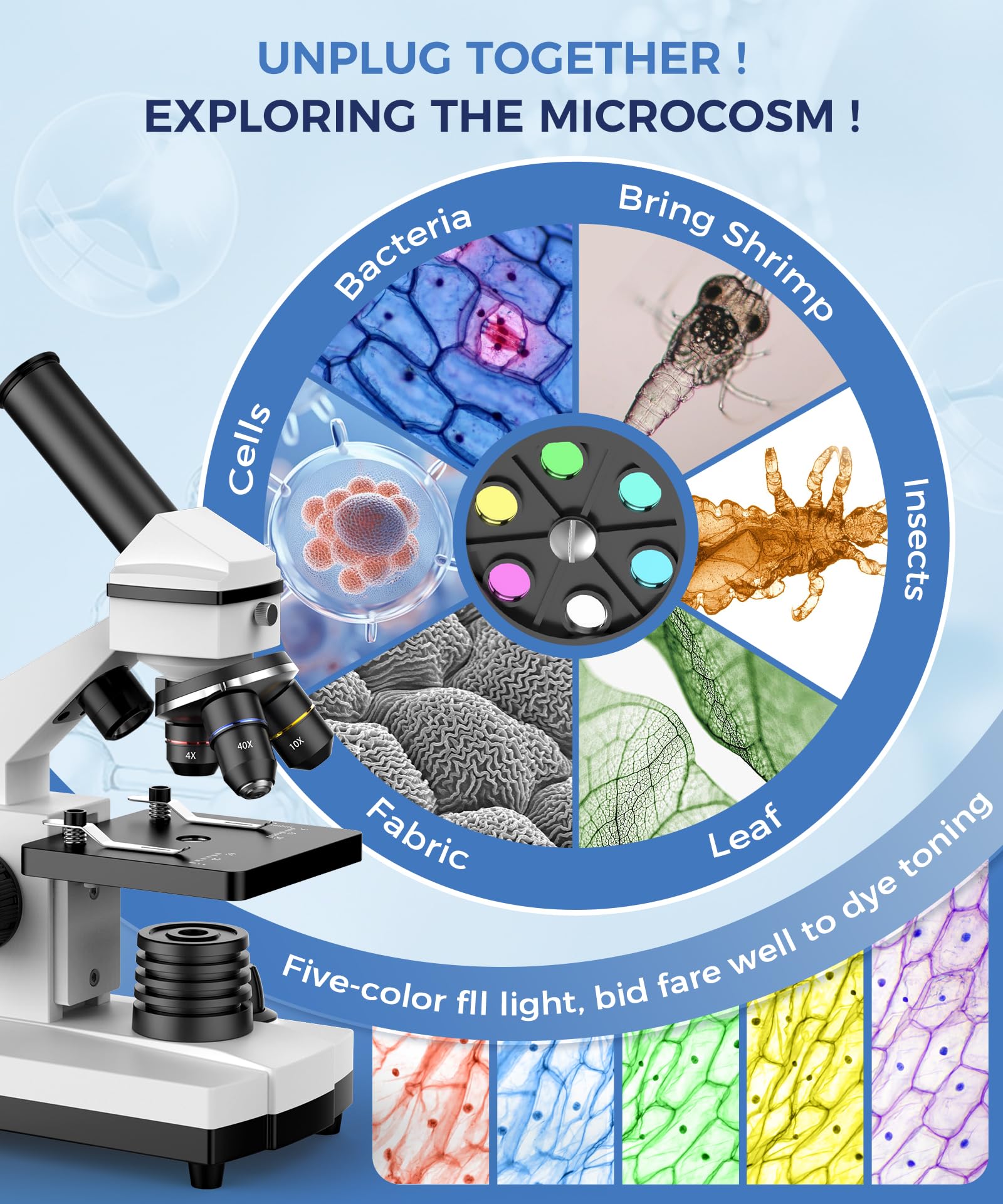 100X-2000X Magnification Microscope for Kids, Students & Adults - Professional Biological Compound Microscope with LED Illumination for School, Lab & Home Science Education | Includes Prepared Slides & Smartphone Adapter (Perfect for Classroom Experiments, Homeschool Learning & Scientific Discovery)