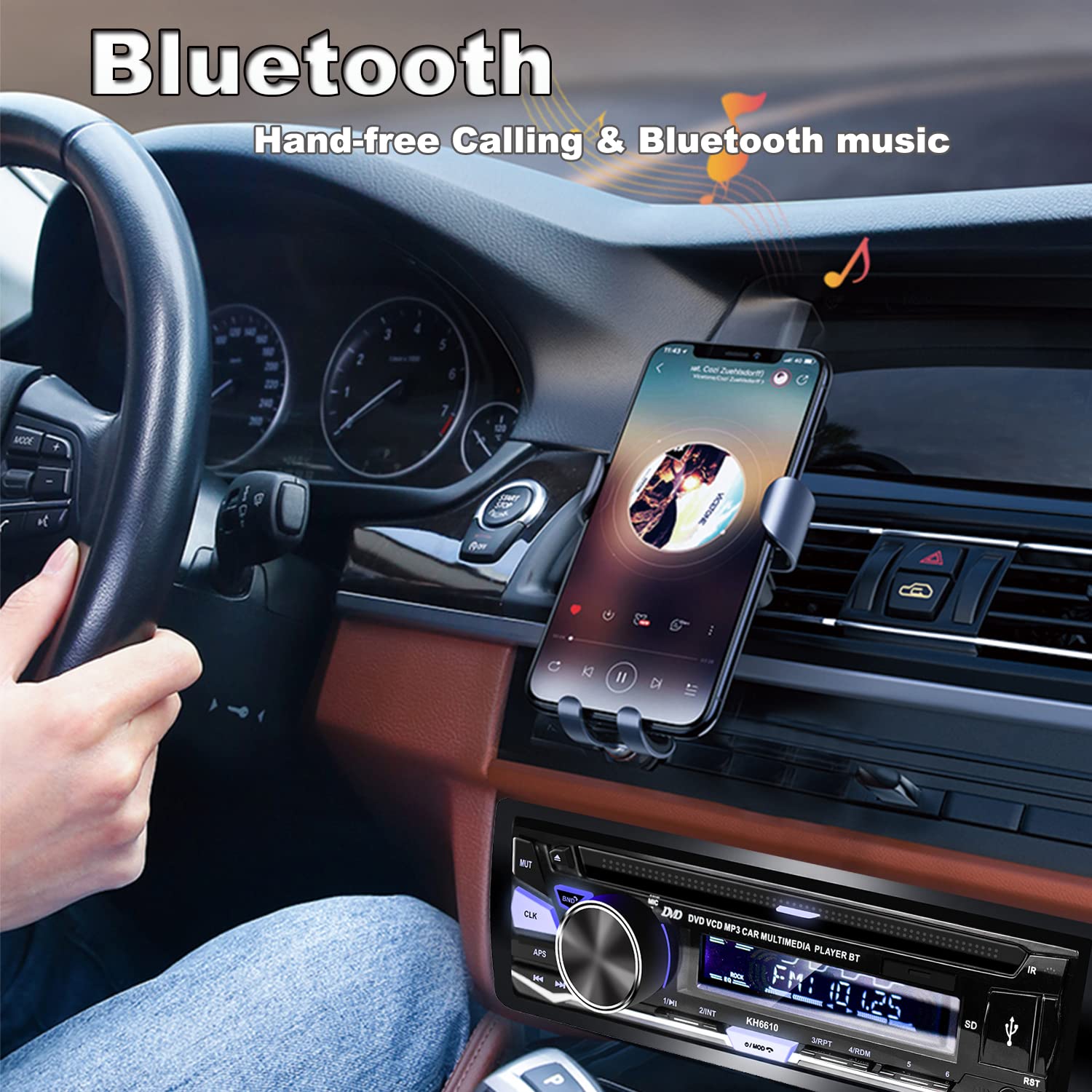 Alondy Single Din Car Stereo with CD/DVD Player, Bluetooth, FM/AM/RDS Radio, USB/SD/AUX Input - In-Dash Multimedia Receiver for Cars & Trucks - Perfect for Road Trips & Daily Commuting