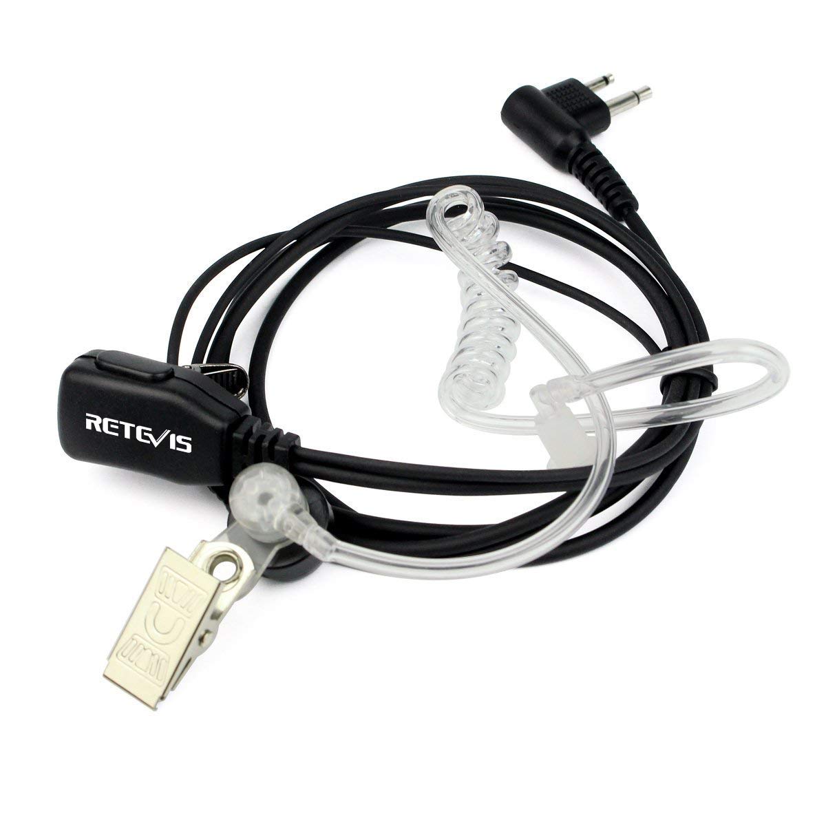 Retevis 2-Way Radio Earpiece with Microphone - 2 Pin Acoustic Tube Headset for Motorola CP200 CLS1110 RMU2040 GP2000 HYT TC-600 Walkie Talkies (1 Pack) - Ideal for Security, Construction & Event Communication