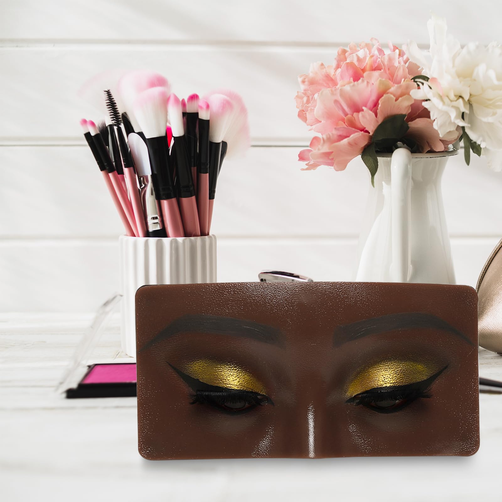 3D Eye Makeup Practice Board - Reusable Silicone Face Mannequin for Beginners | Perfect Makeup Training Tool for Eyeshadow, Eyeliner & Eyebrow Techniques | Ideal for Beauty Students, Artists & Home Practice (Black)