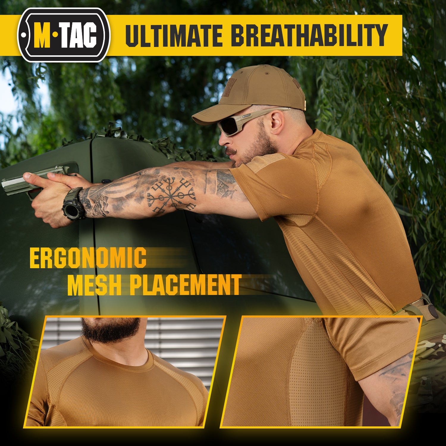 Men's Athletic Tactical T-Shirt Gen II with Loop Panels - Moisture Wicking Workout & Outdoor Training Shirt for Gym, Hiking & Tactical Activities